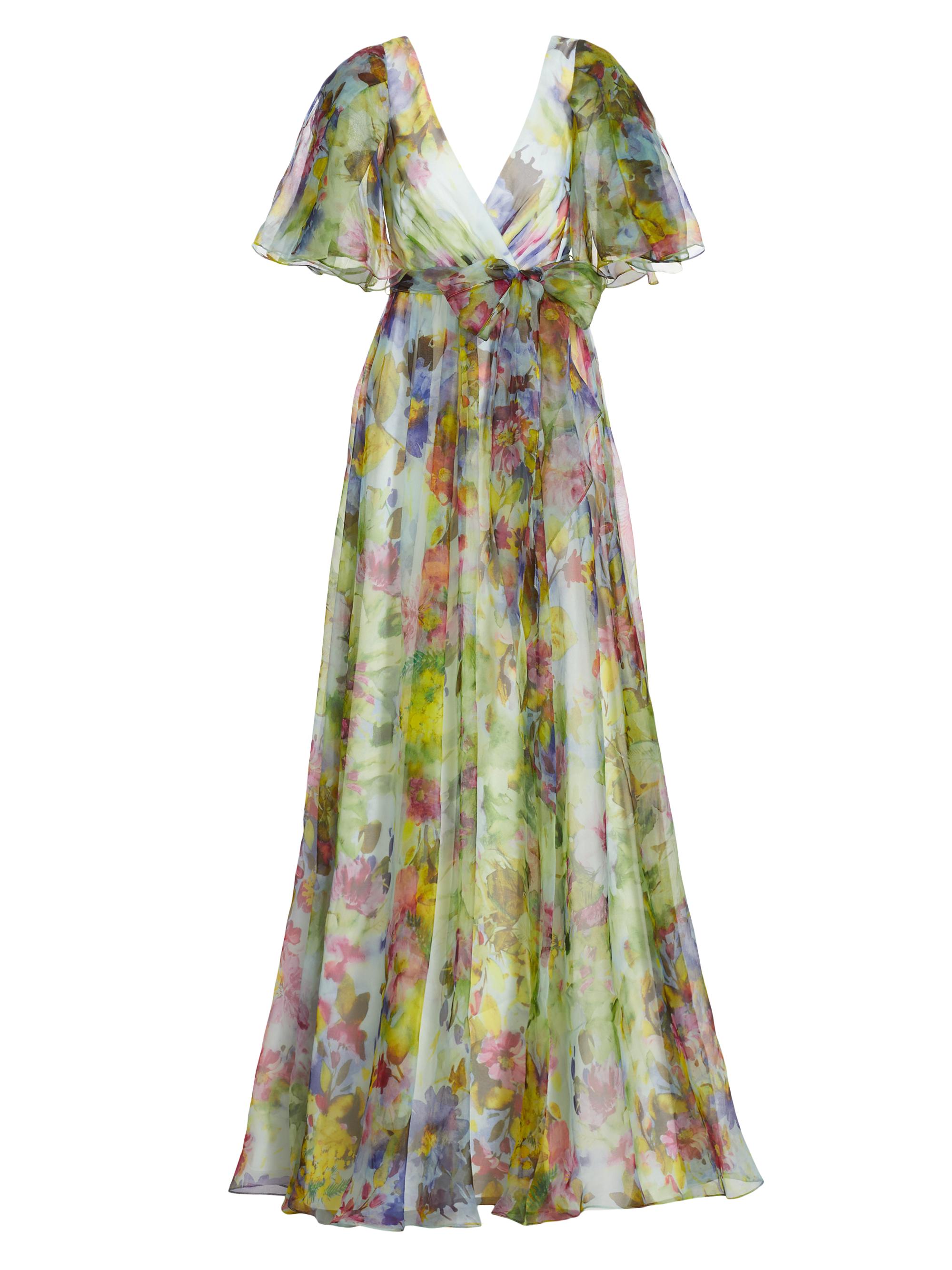 Badgley Mischka Women's Floral Organza Gown - Green Multi
