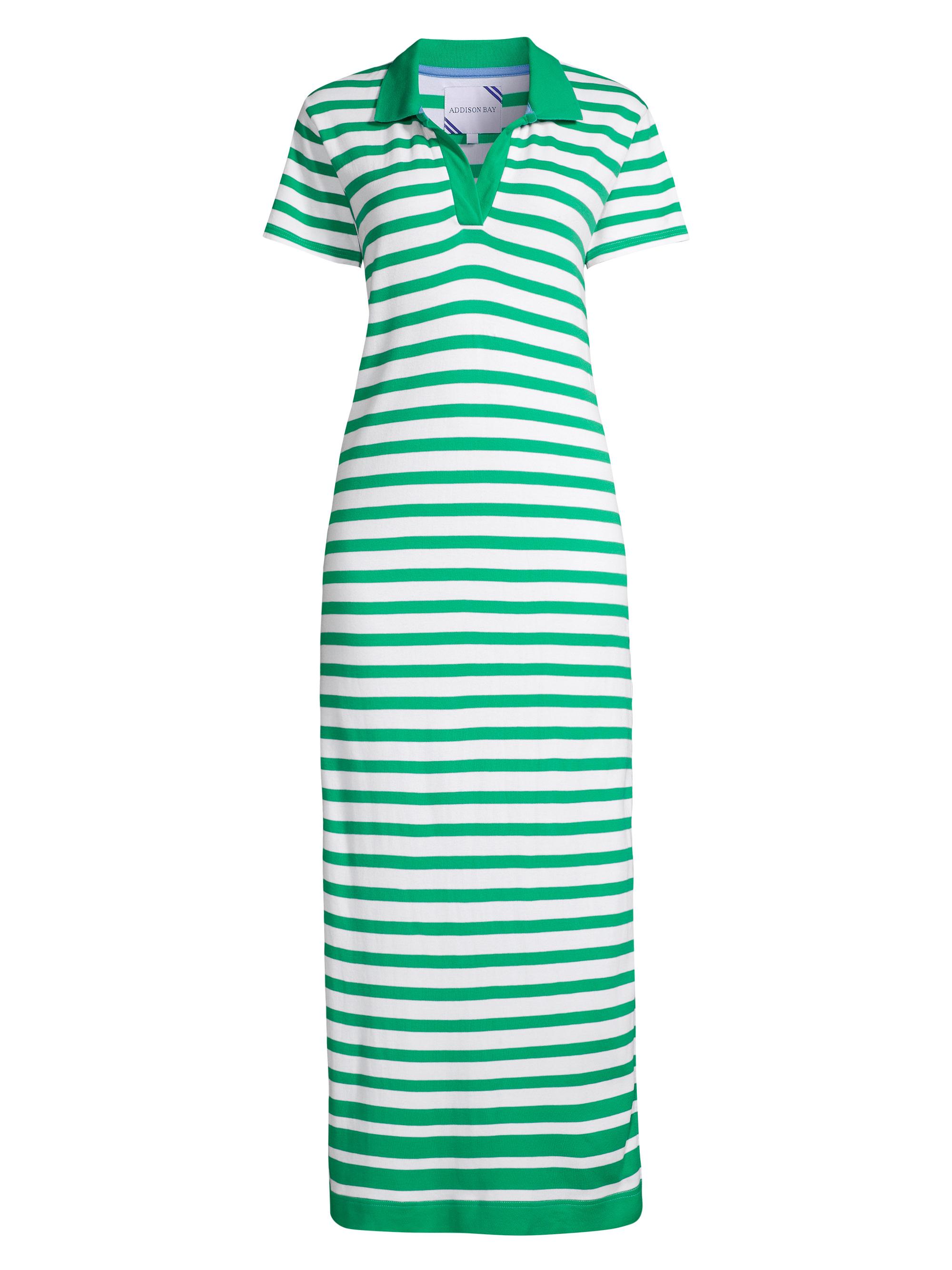 Addison Bay Women's Kiawah Striped Polo Maxi Dress - White Green