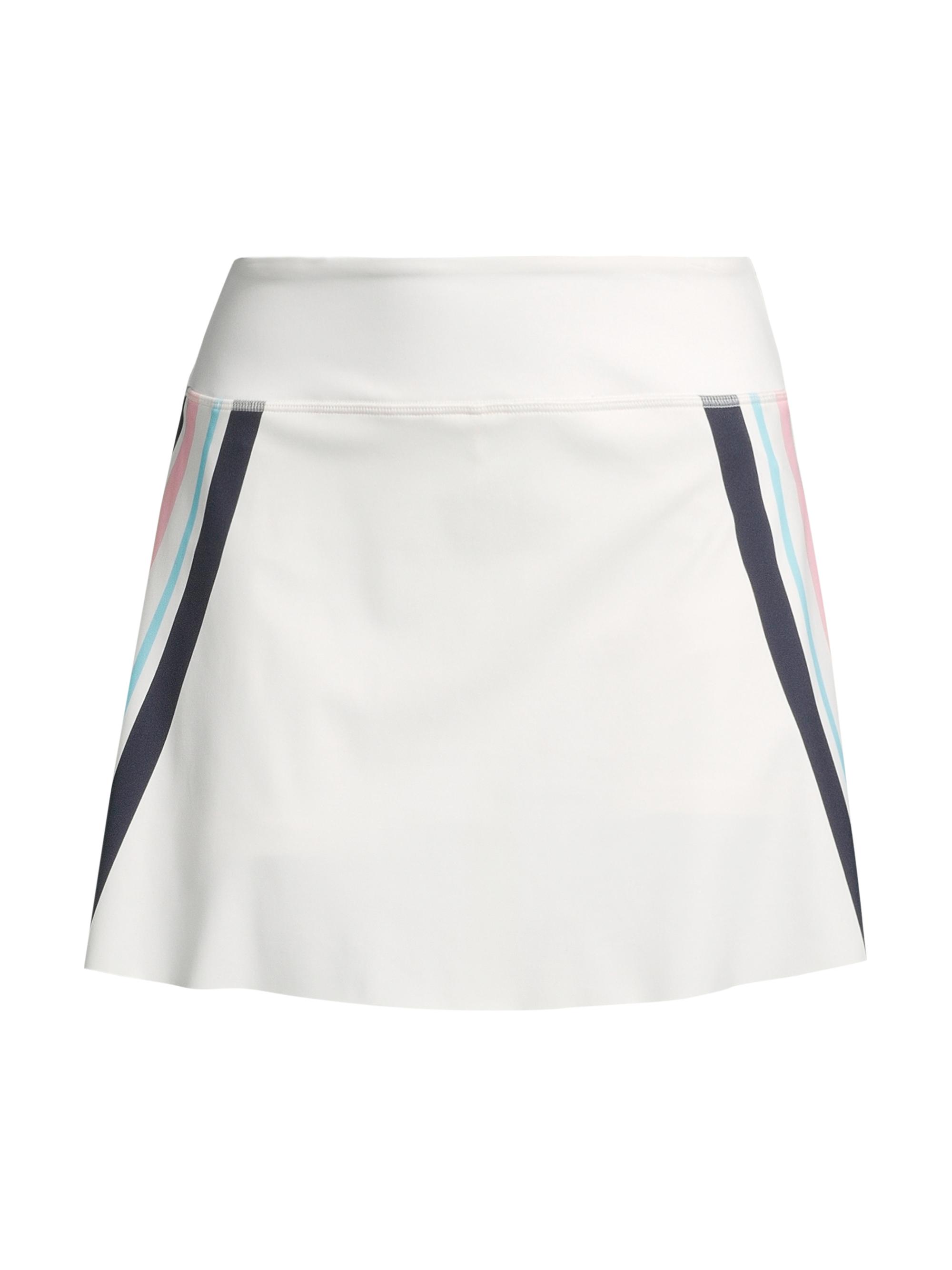 Addison Bay Women's Match Striped High-Waist Skort - White Navy