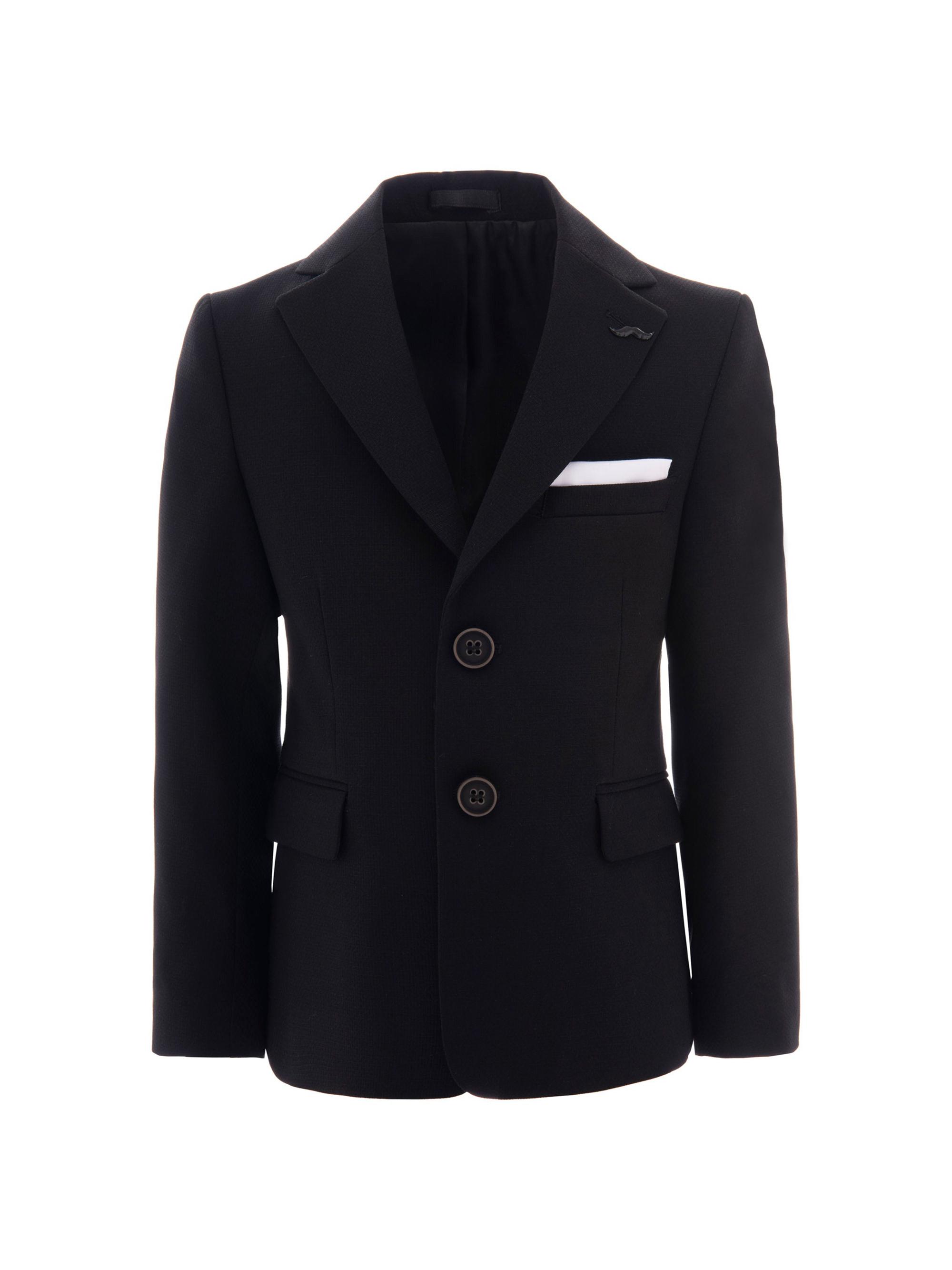 Moustache Little Boy's & Boy's Black Twill Peak Lapel Blazer - Black