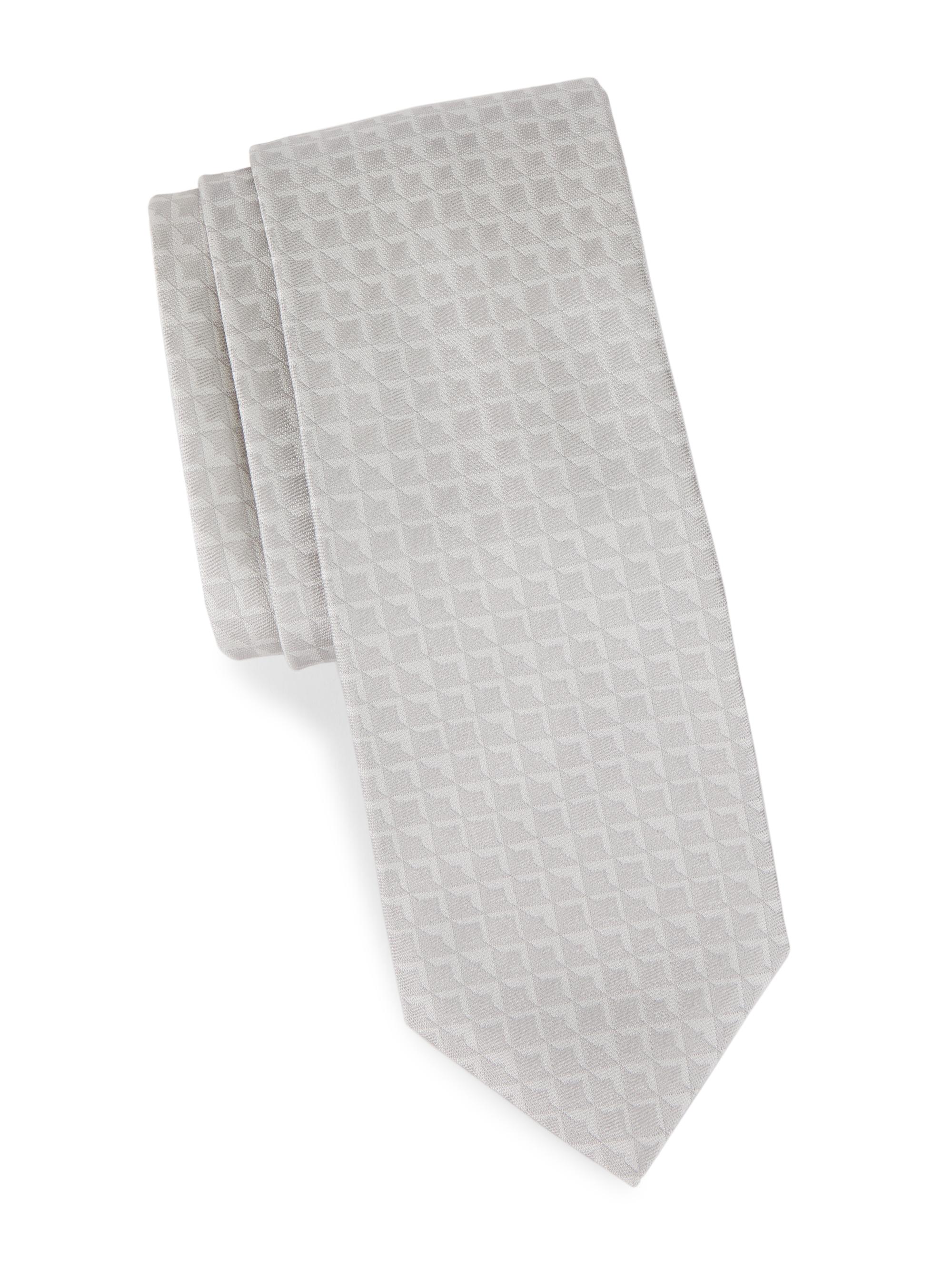 Saks Fifth Avenue Men's COLLECTION Diamond Texture Silk Tie - Mirage Grey