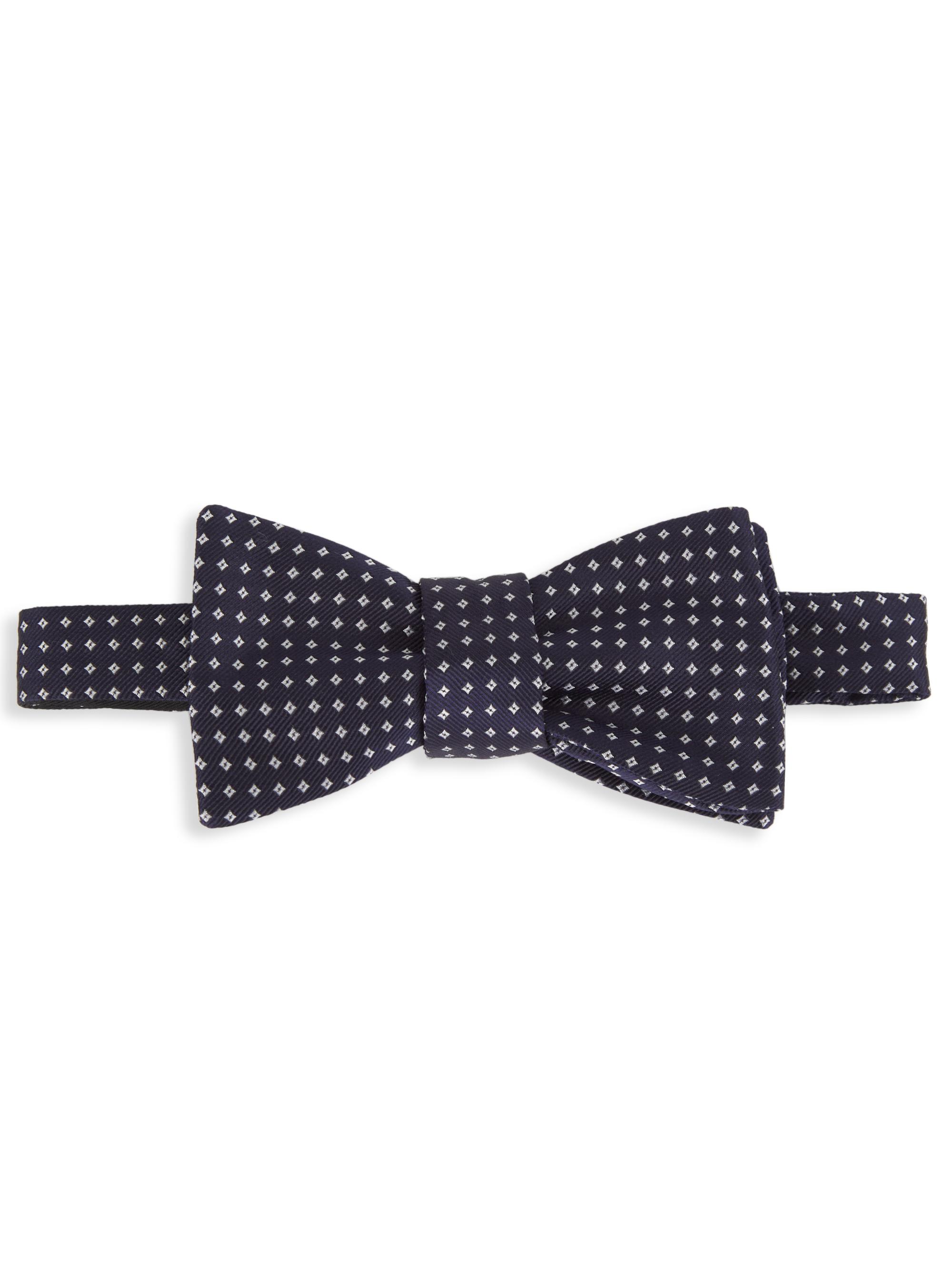 Saks Fifth Avenue Men's COLLECTION Micro Diamond Silk Bow Tie - Navy