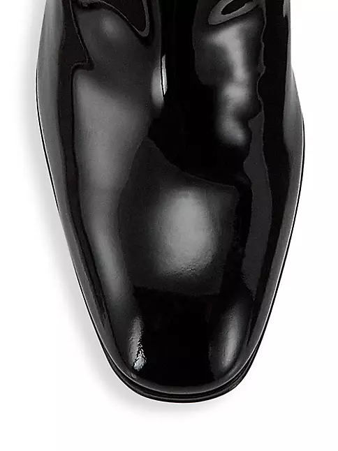 Saint Laurent Black Patent Leather French Boots for Men