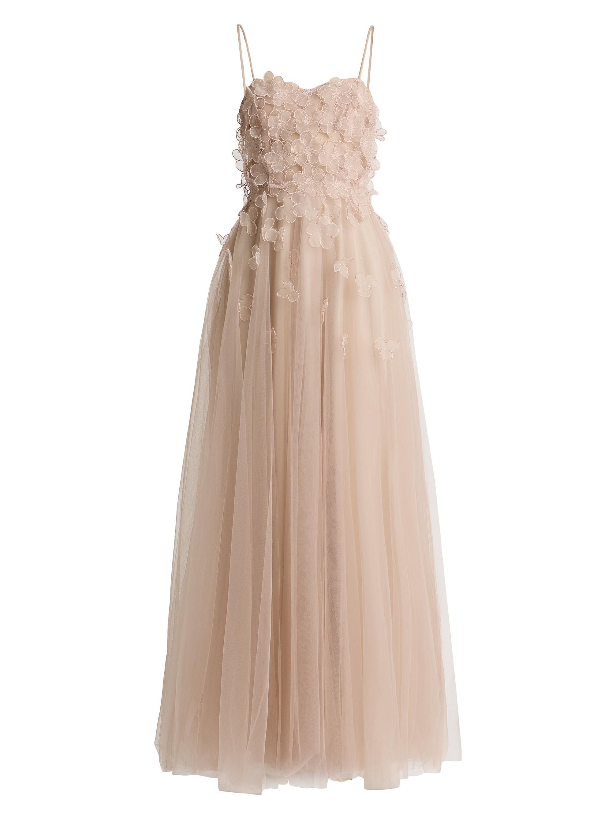 Zac Posen Women's Floral Applique Tulle Gown - Blush