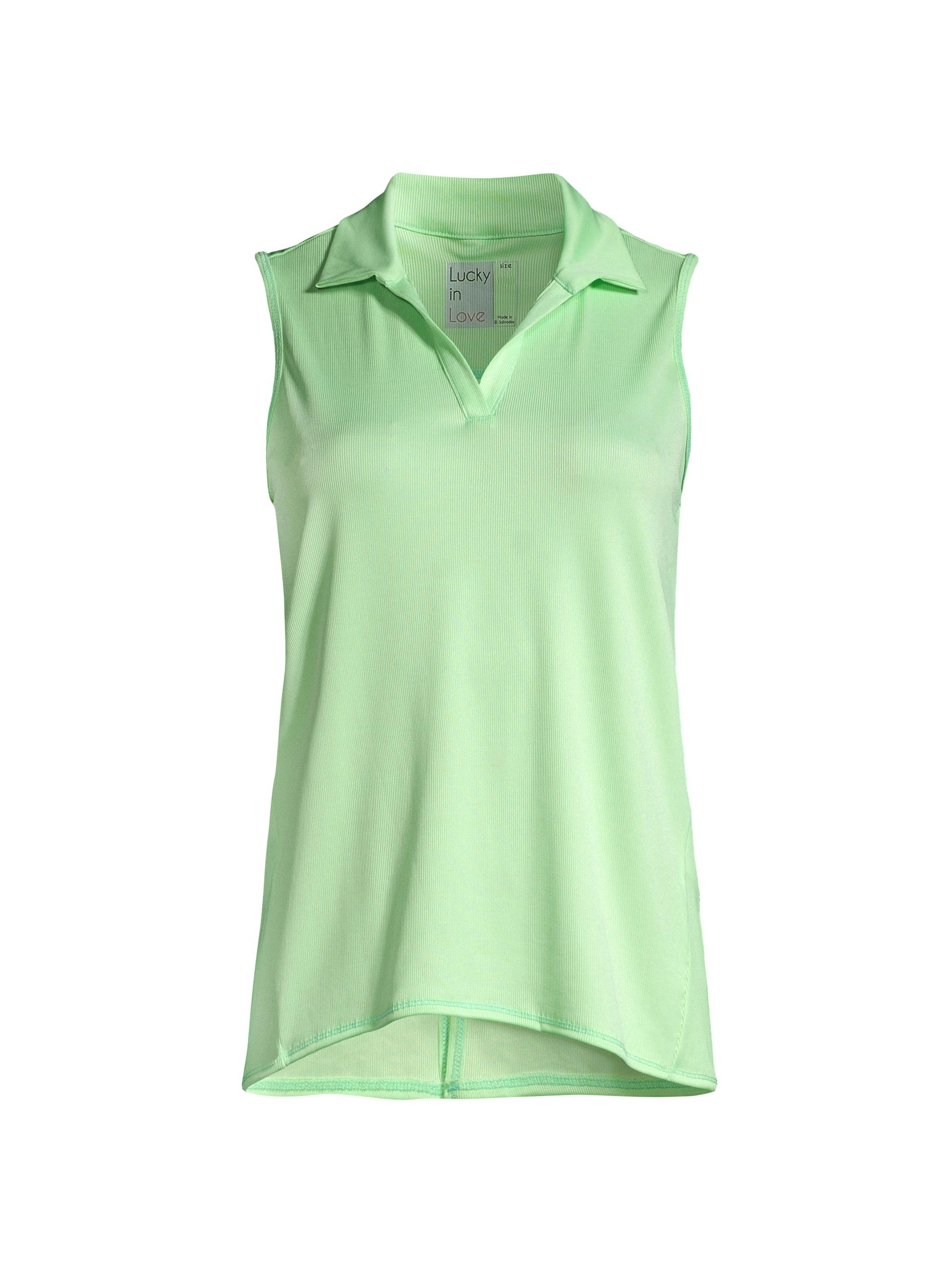 Lucky in Love Women's Split Ribbed Tank - Lime Green