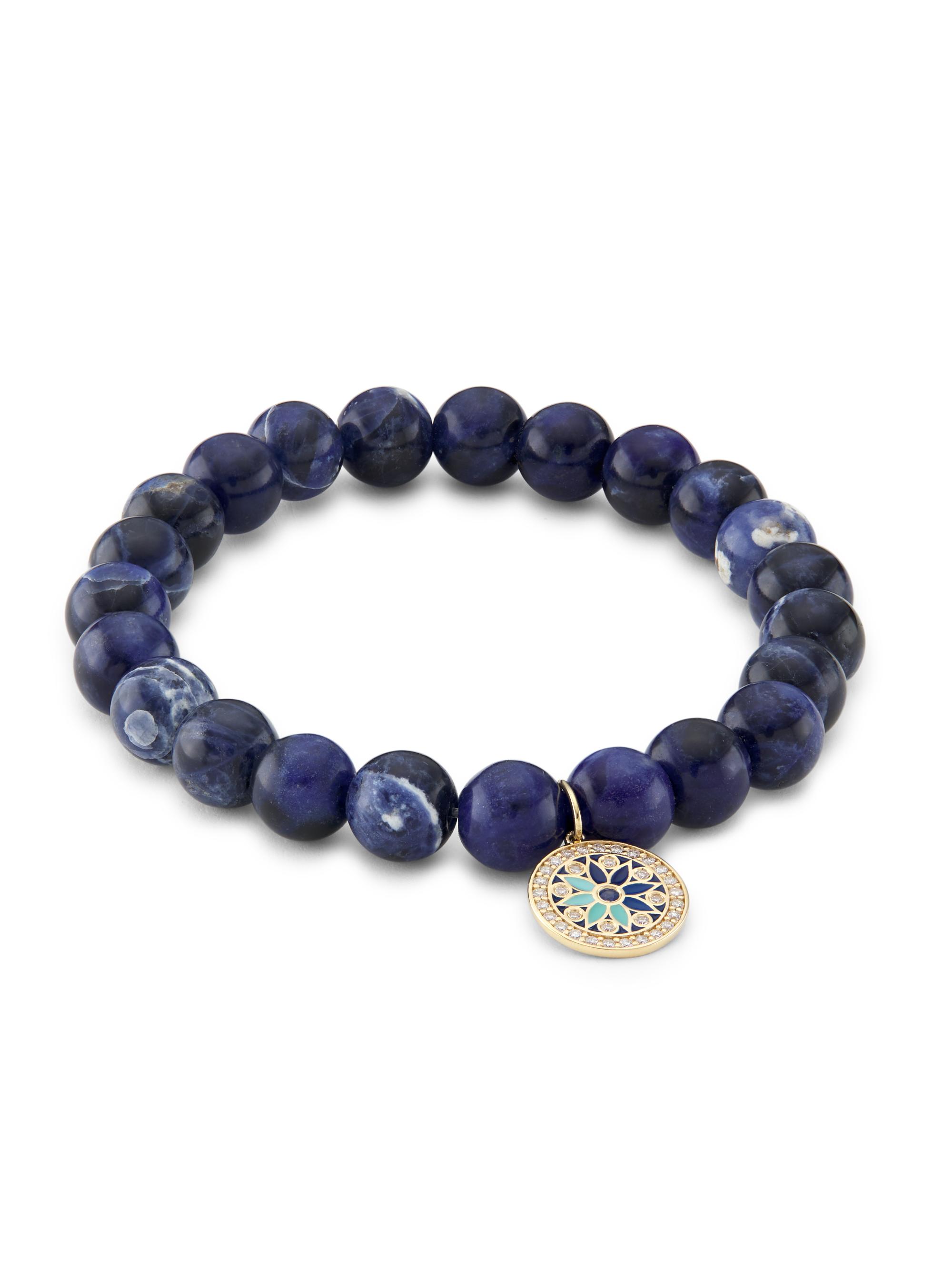 Sydney Evan Women's 14K Yellow Gold & Multi-Gemstone Beaded Stretch Bracelet - Blue