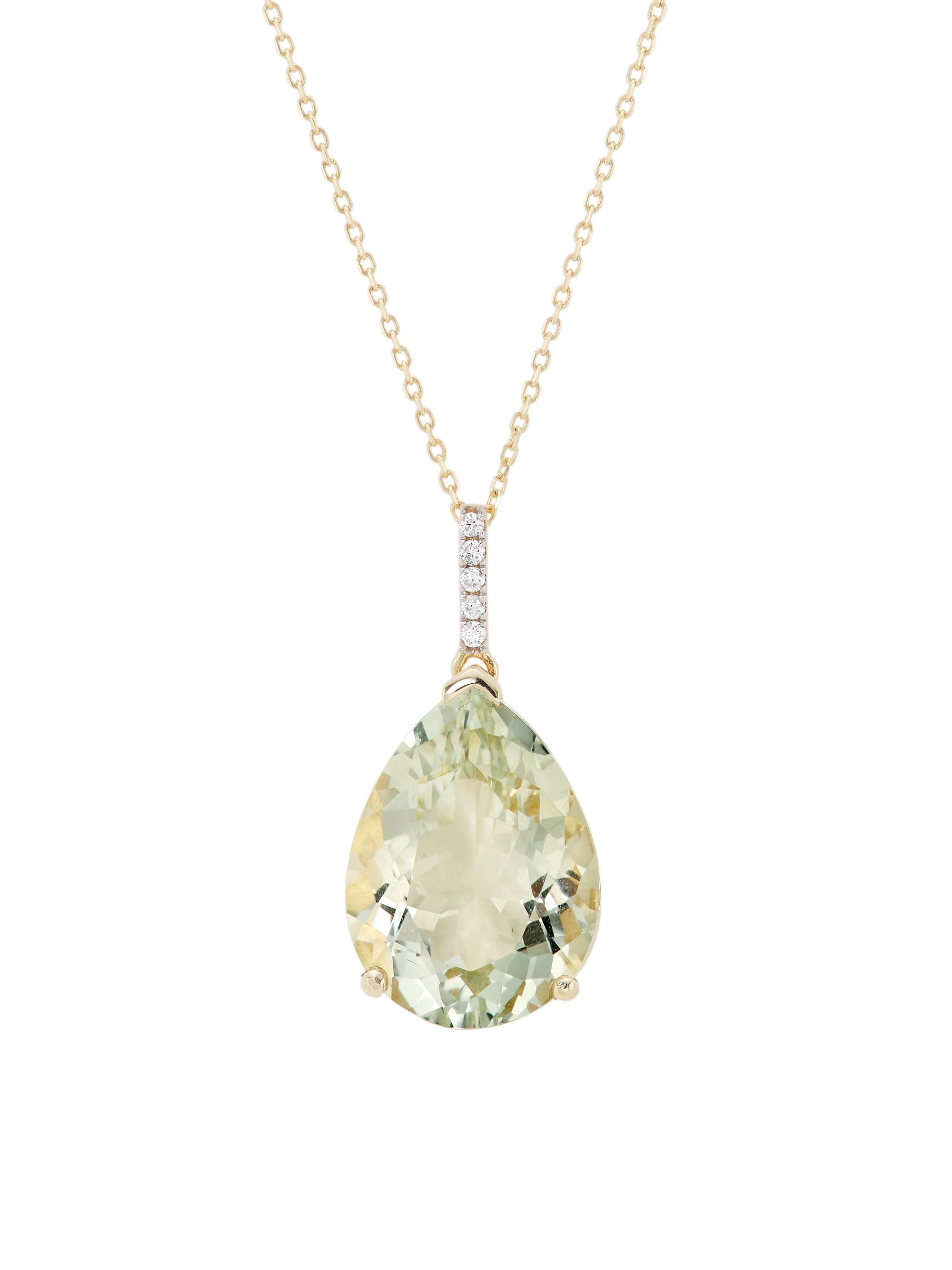 Mateo Women's 14K Yellow Gold & Green Amethyst Pendant Necklace - Yellow Gold