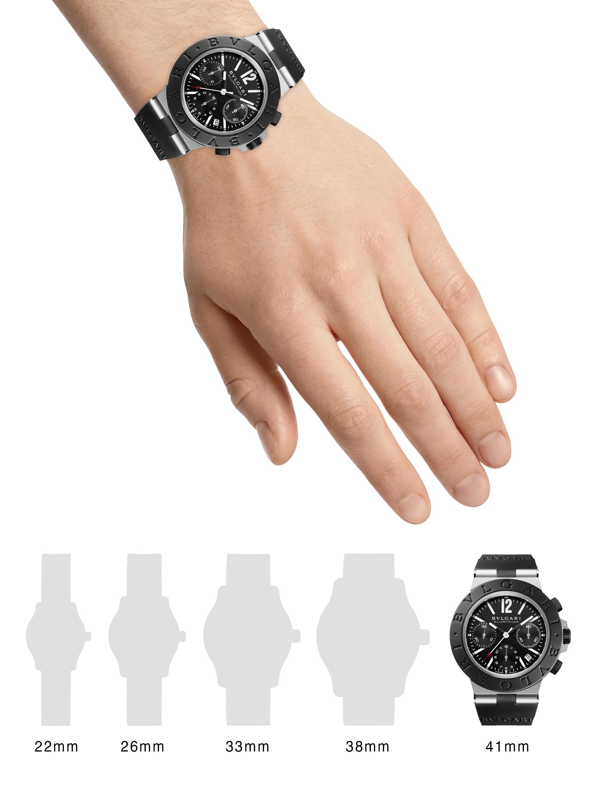 BVLGARI Black Aluminium-Titanium & Rubber Chronograph Bracelet