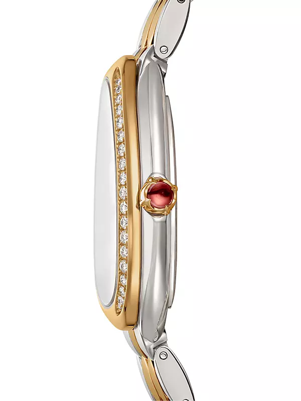 Serpenti Seduttori Stainless Steel, 18K Yellow Gold & 0.39 TCW Diamond Bracelet Watch/33MM