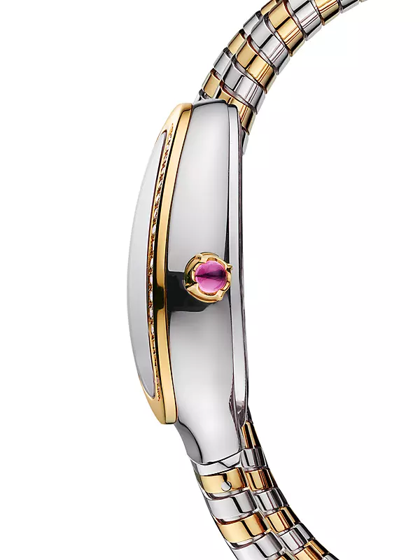 Serpenti Tubogas Stainless Steel, 18K Yellow Gold & 0.293 TCW Diamond Double-Wrap Watch/35MM