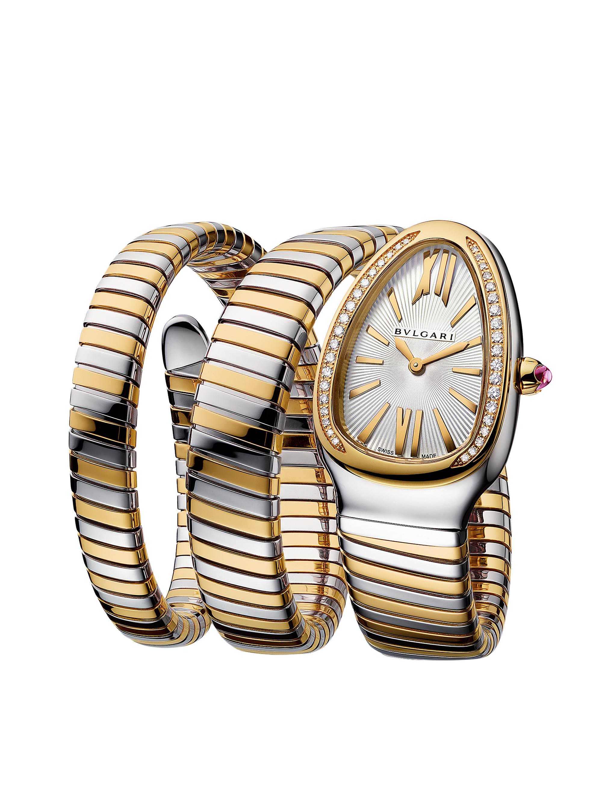 BVLGARI Serpenti Tubogas Stainless Steel, 18K Yellow Gold & 0.293