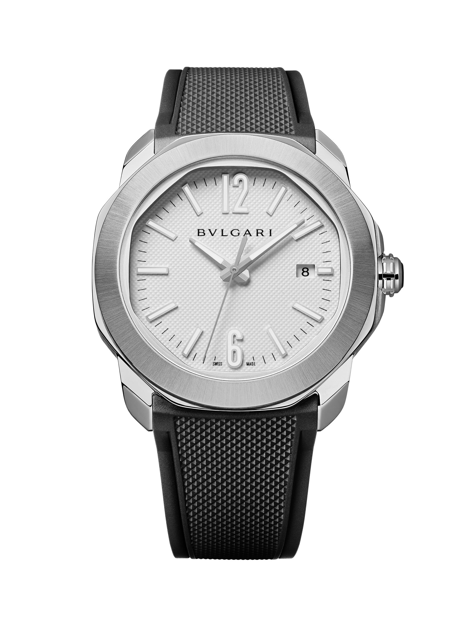 BVLGARI Men's Octo Roma Stainless Steel & Rubber Strap Watch - Black
