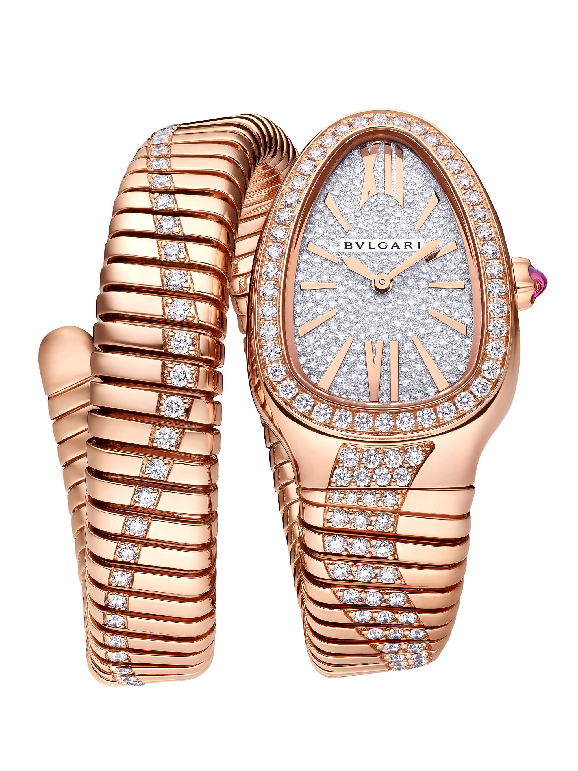 BVLGARI Women's Serpenti Tubogas 18K Rose Gold & 4.25 TCW Diamond Wrap Watch/35MM - Rose Gold