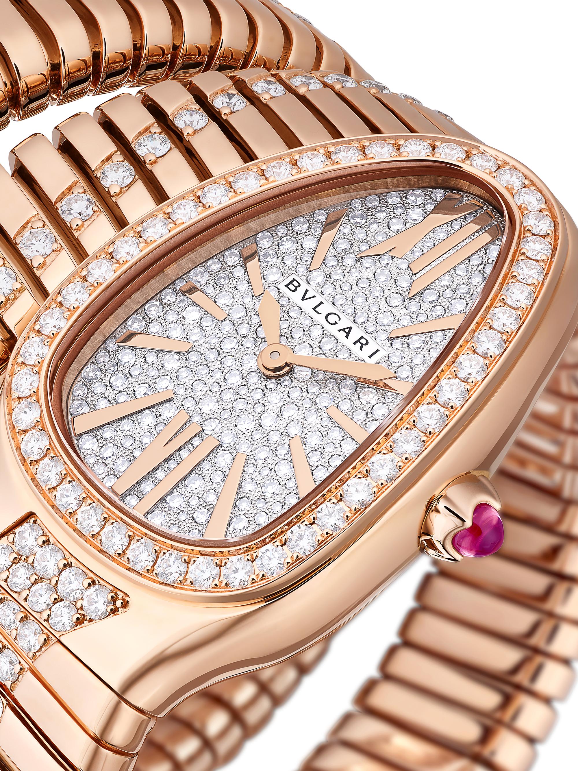 BVLGARI Serpenti Tubogas 18K Rose Gold & 5.85 TCW Diamond Double
