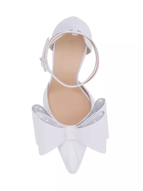 Christian Louboutin Crystal Bow Silk-tie Red Sole Sandals In White