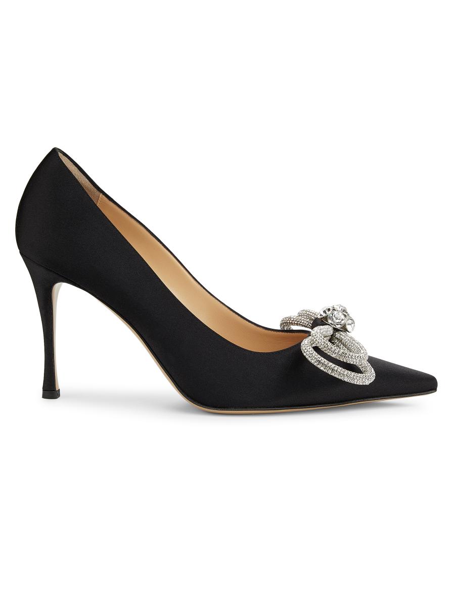 MACH & MACH DOUBLE BOW 65 PUMPS マッハ マック ダブル バウ Double Bow - Women's White Satin Pumps with Tapered Toe