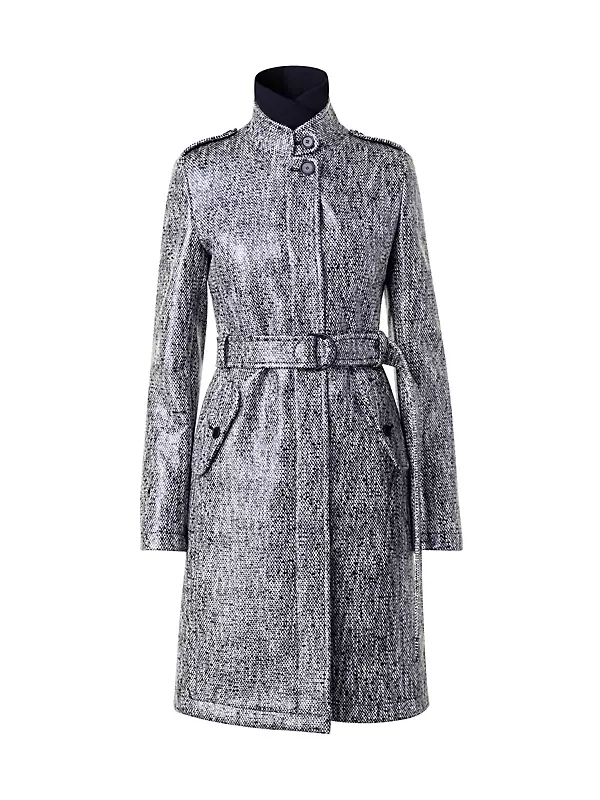 Shop Akris punto Lacquered Tweed Coat | Saks Fifth Avenue