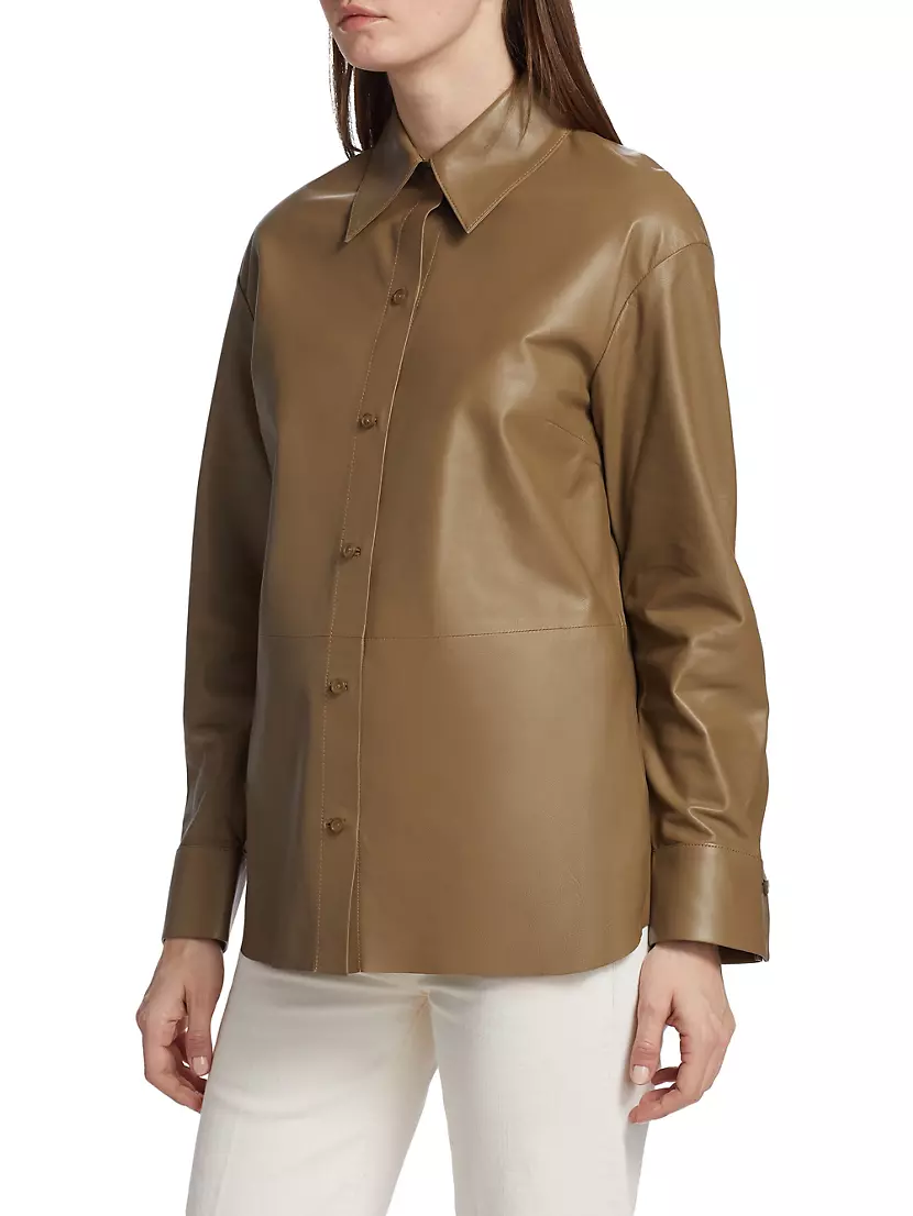 Shop Vince Leather Buttoned Shirt | Saks Fifth Avenue