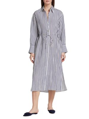 Vince striped lyocell-blend shirtdress - Green