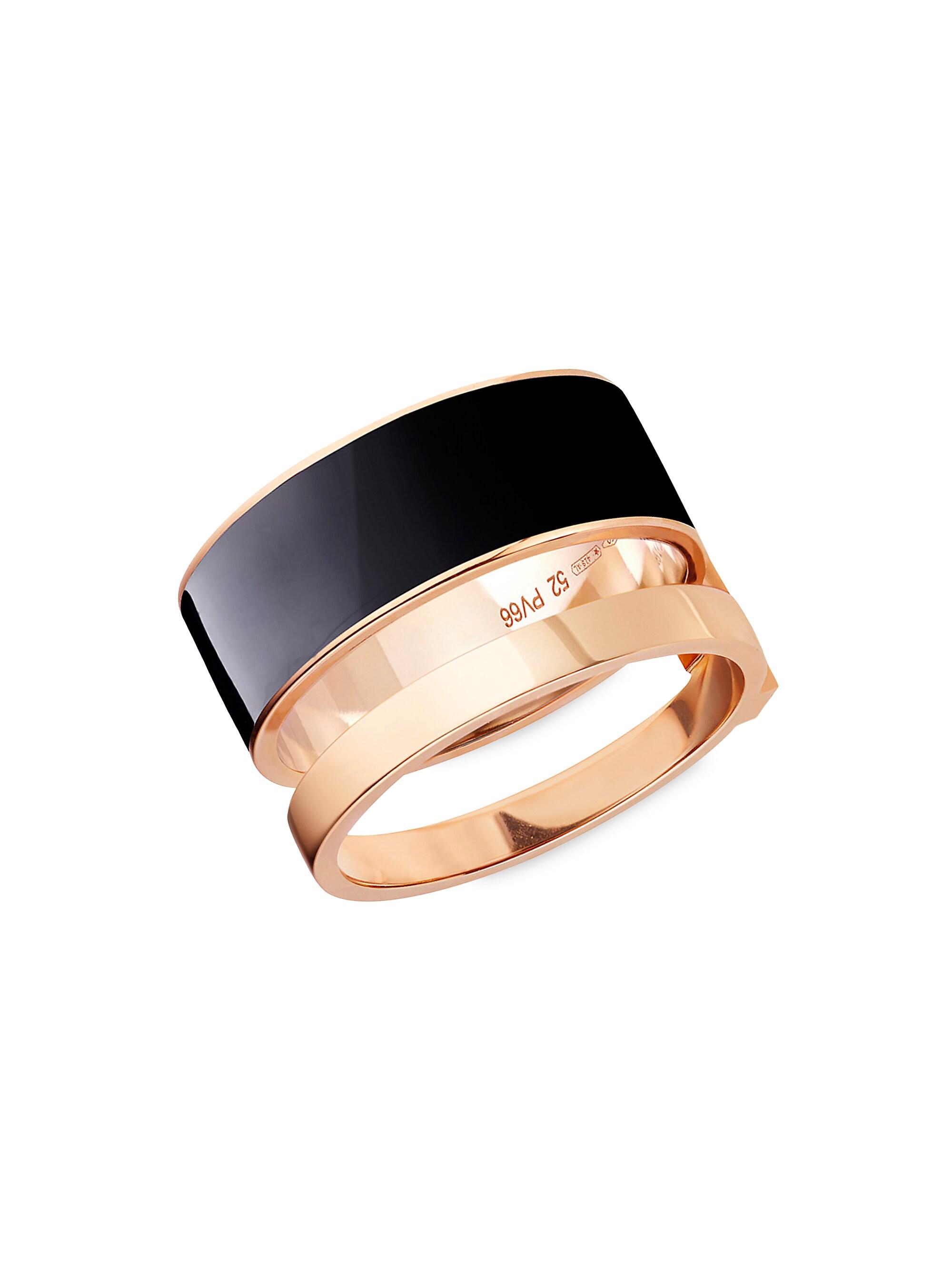 Repossi Women's Berbere Chromatic 18K Rose Gold & Laquer Double-Band Ring - Pink Gold