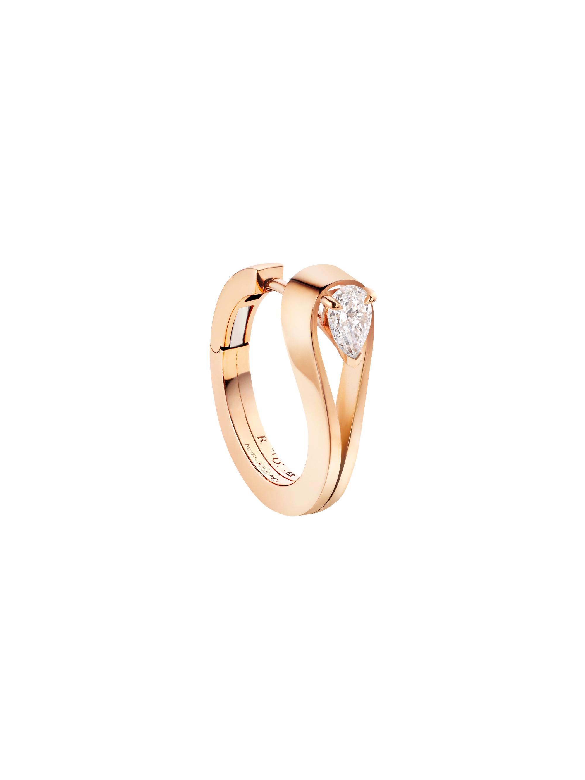 Repossi Women's Serti Inversé 18K Gold & 0.20 TCW Diamond Single Hoop Earring - Rose Gold