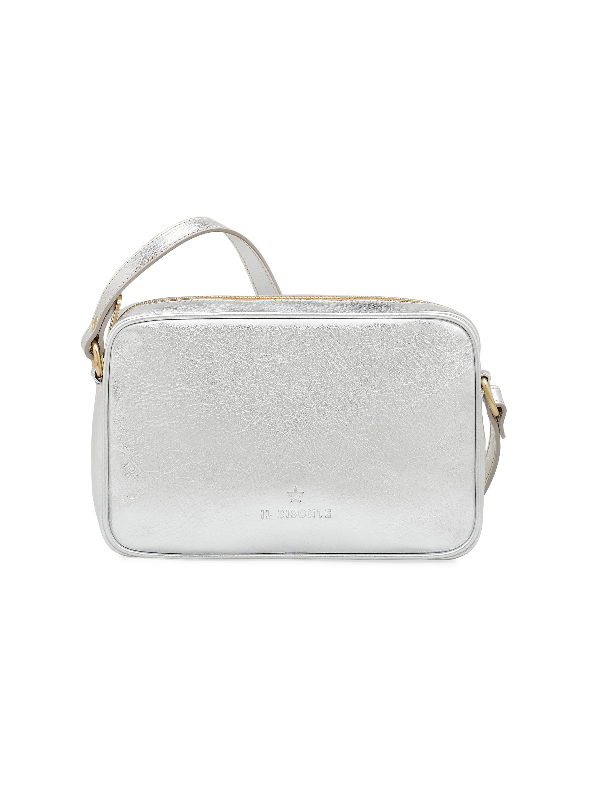 Il Bisonte Women's Classic Oliveta Metallic Leather Crossbody Bag - Silver