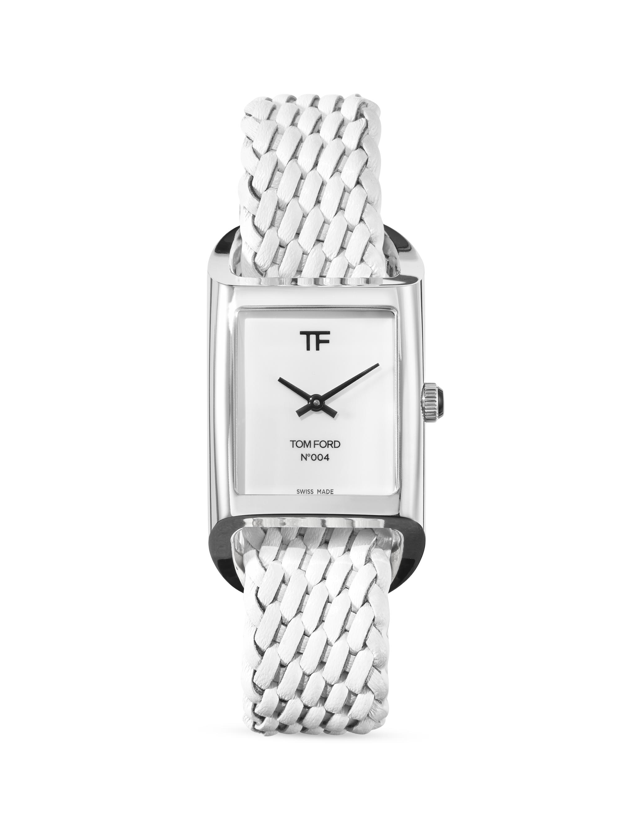 TOM FORD Men's 004 Stainless Steel & Leather Strap Watch - White