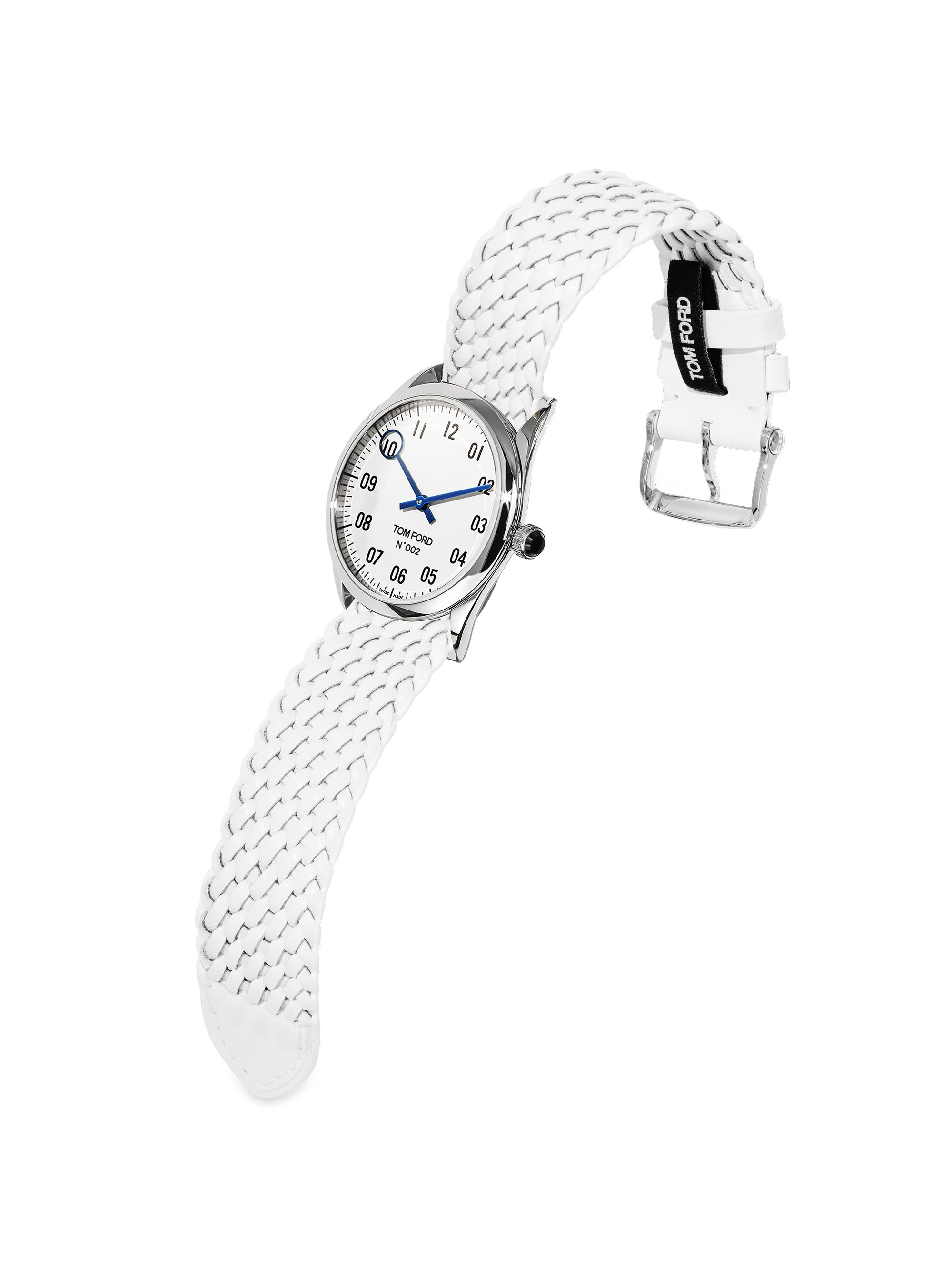 TOM FORD 002 Stainless Steel & Leather Strap Watch | Saks Fifth Avenue