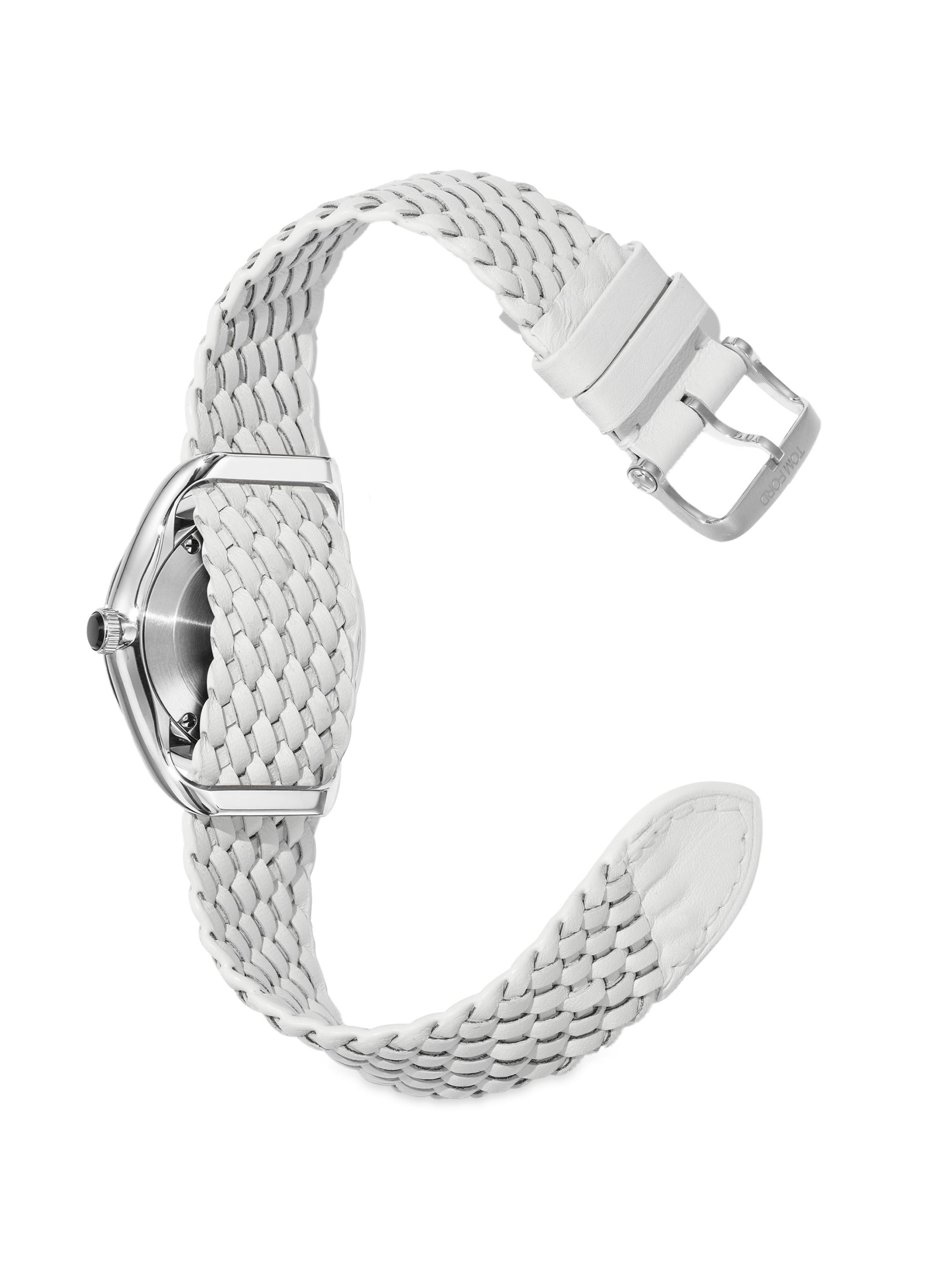 TOM FORD 002 Stainless Steel & Leather Strap Watch | Saks Fifth Avenue