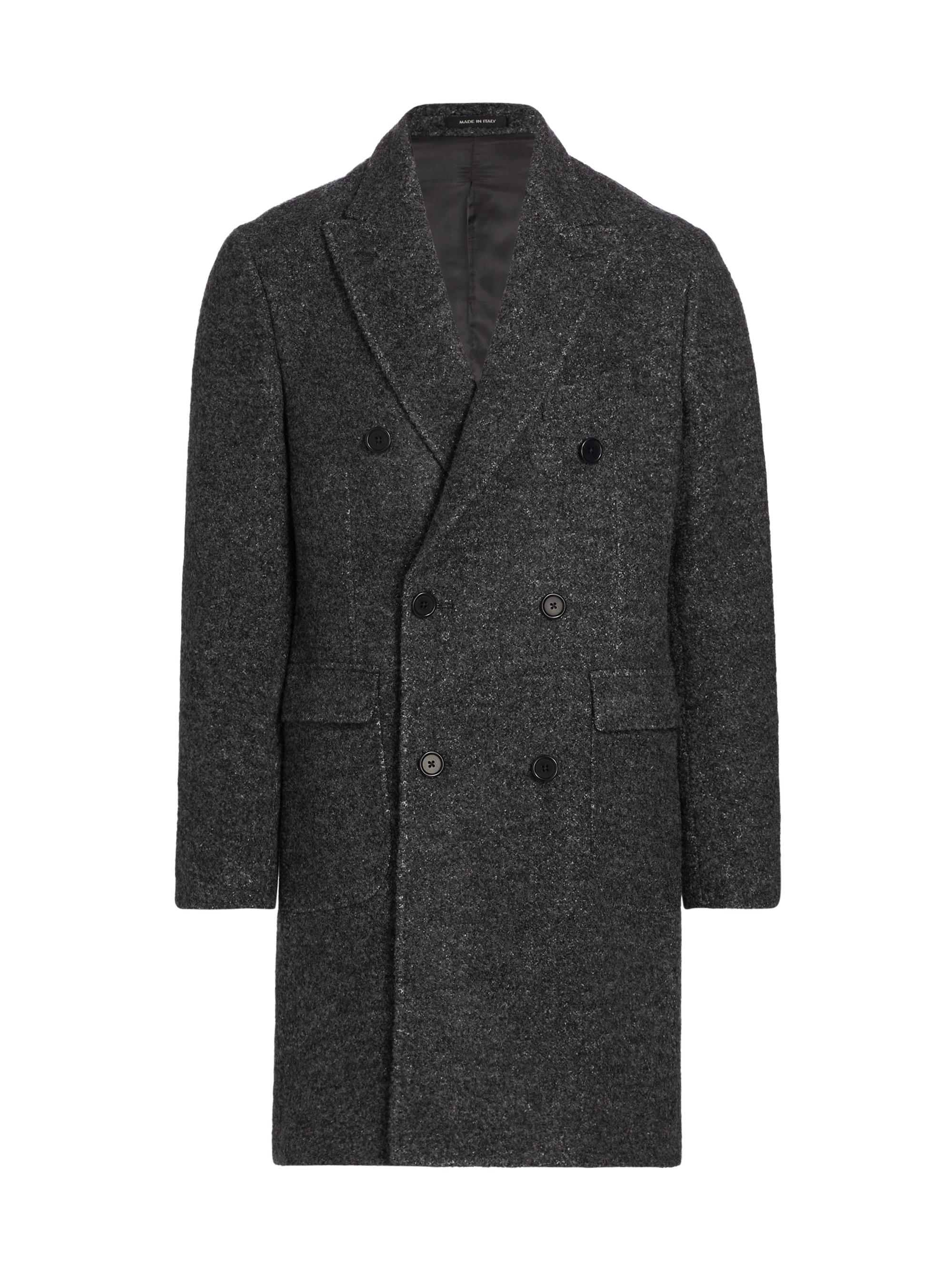 Saks Fifth Avenue Men's COLLECTION Double-Breasted Bouclé Topcoat - Gunmetal