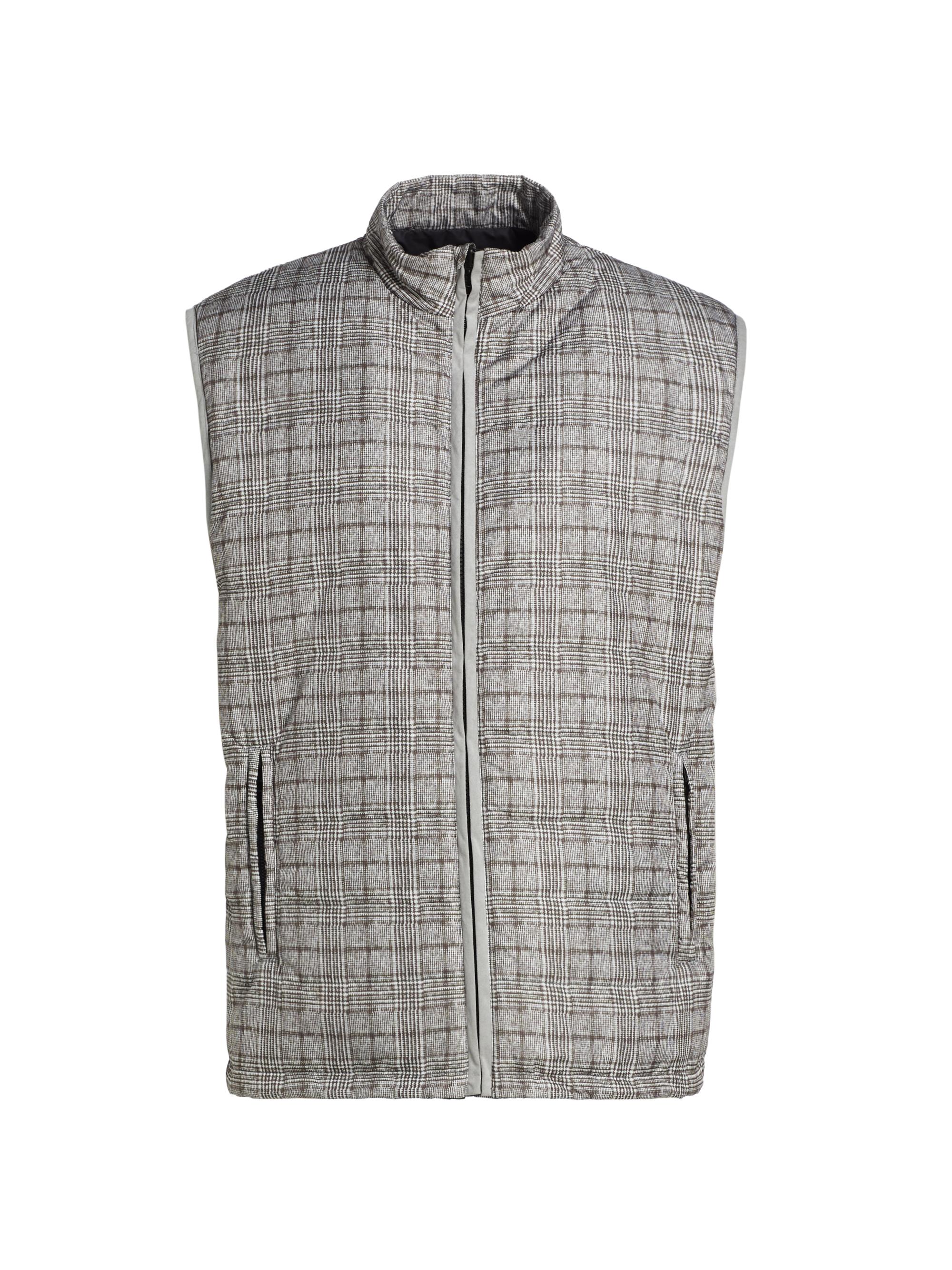 Saks Fifth Avenue Men's COLLECTION Plaid Quilted Vest - Mirage Gray