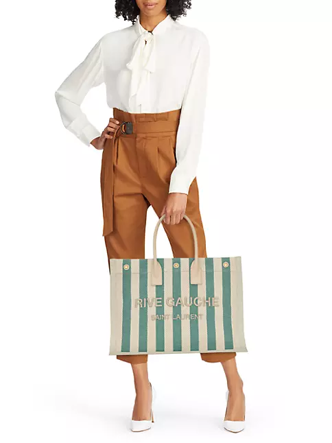 RIVE GAUCHE LARGE TOTE BAG IN CANVAS AND SMOOTH LEATHER