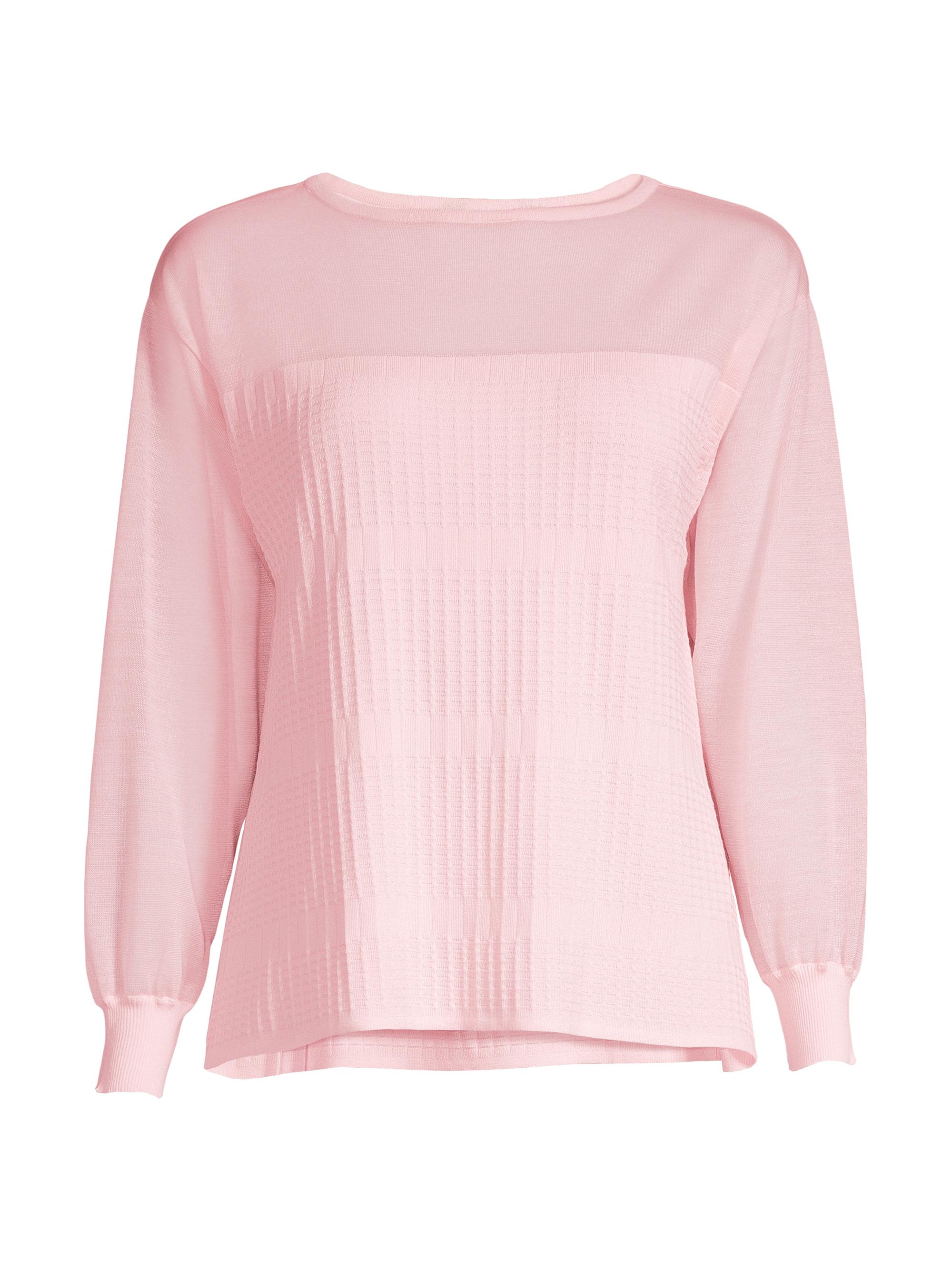 Misook Women's Sheer Yoke Knit Tunic - Rose Petal