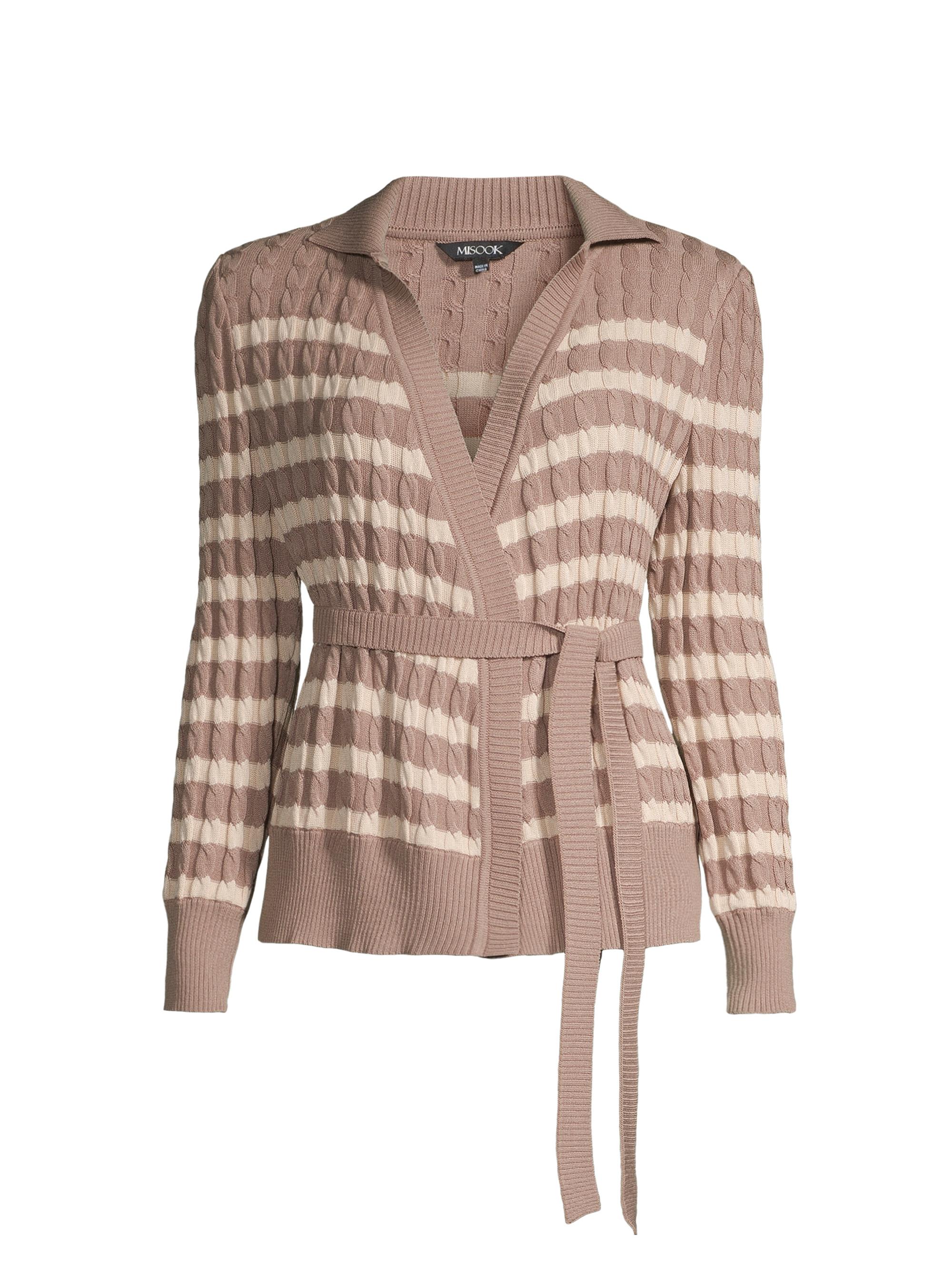 Misook Women's Tie-Waist Striped Soft Knit Tunic