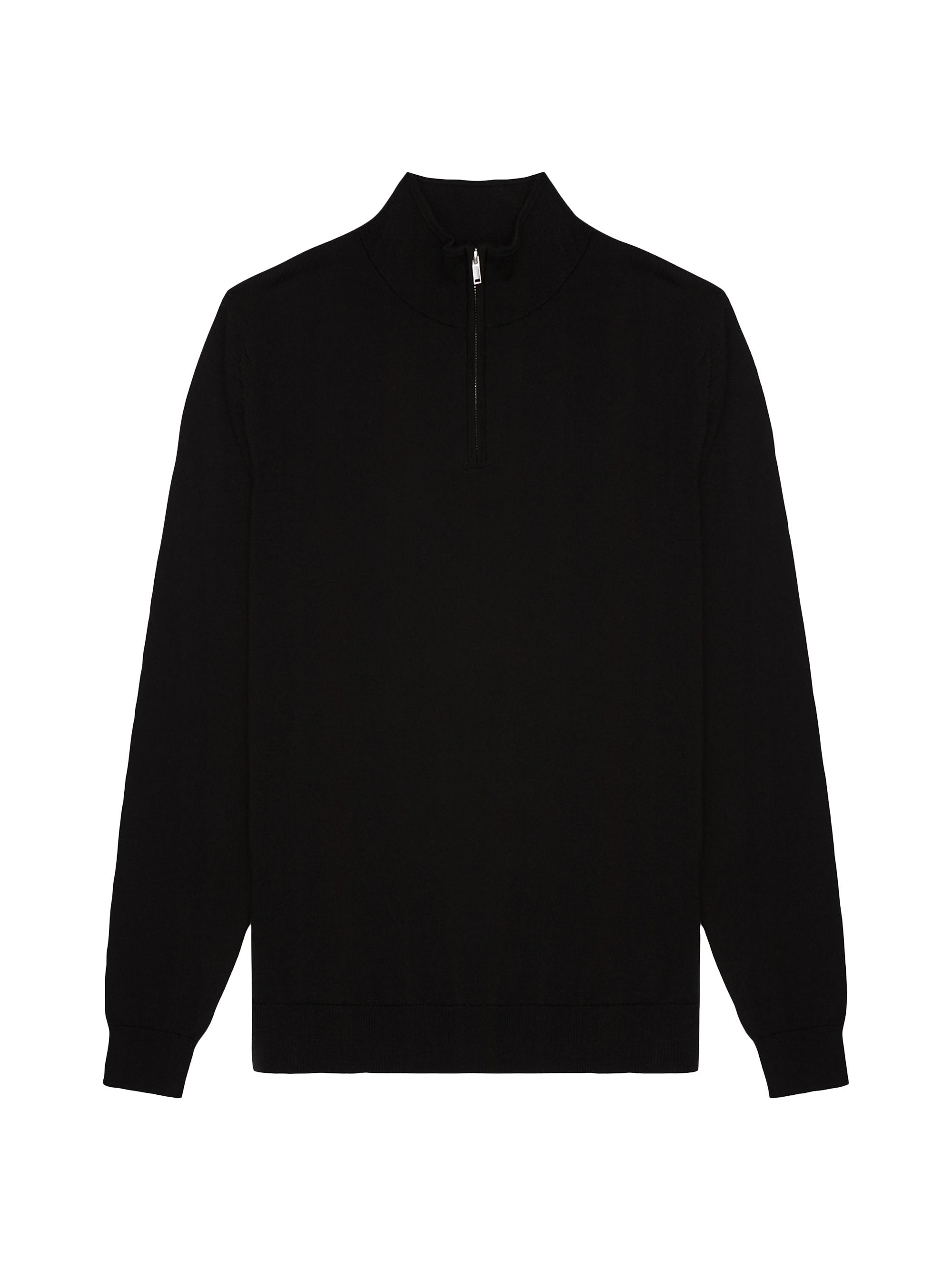 Reiss Men's Quarter-Zip Wool Sweater - Black