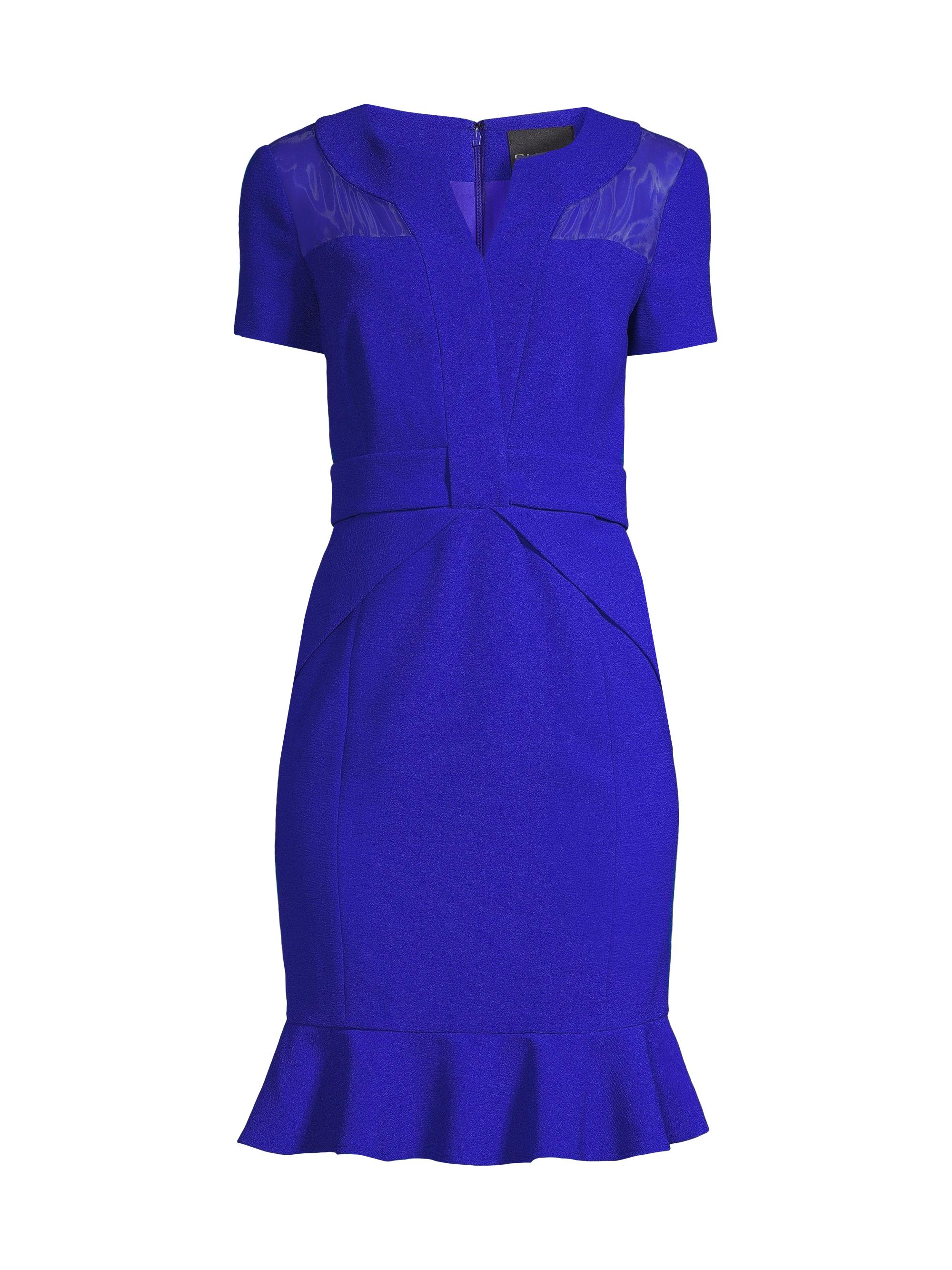 Shani Women's Flounce Crepe & Silk Sheath Dress - Blue