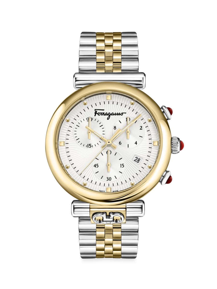 腕時計その他 Ferragamo Two-Tone Gancino Bracelet Watch With Silver Sunray Ferragamo Two-Tone Gancino Bracelet Watch With Silver Sunray