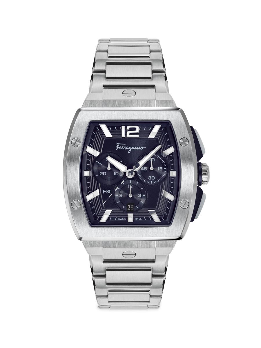 FERRAGAMO F-80 Tonneau Stainless Steel Chronograph Watch | Saks