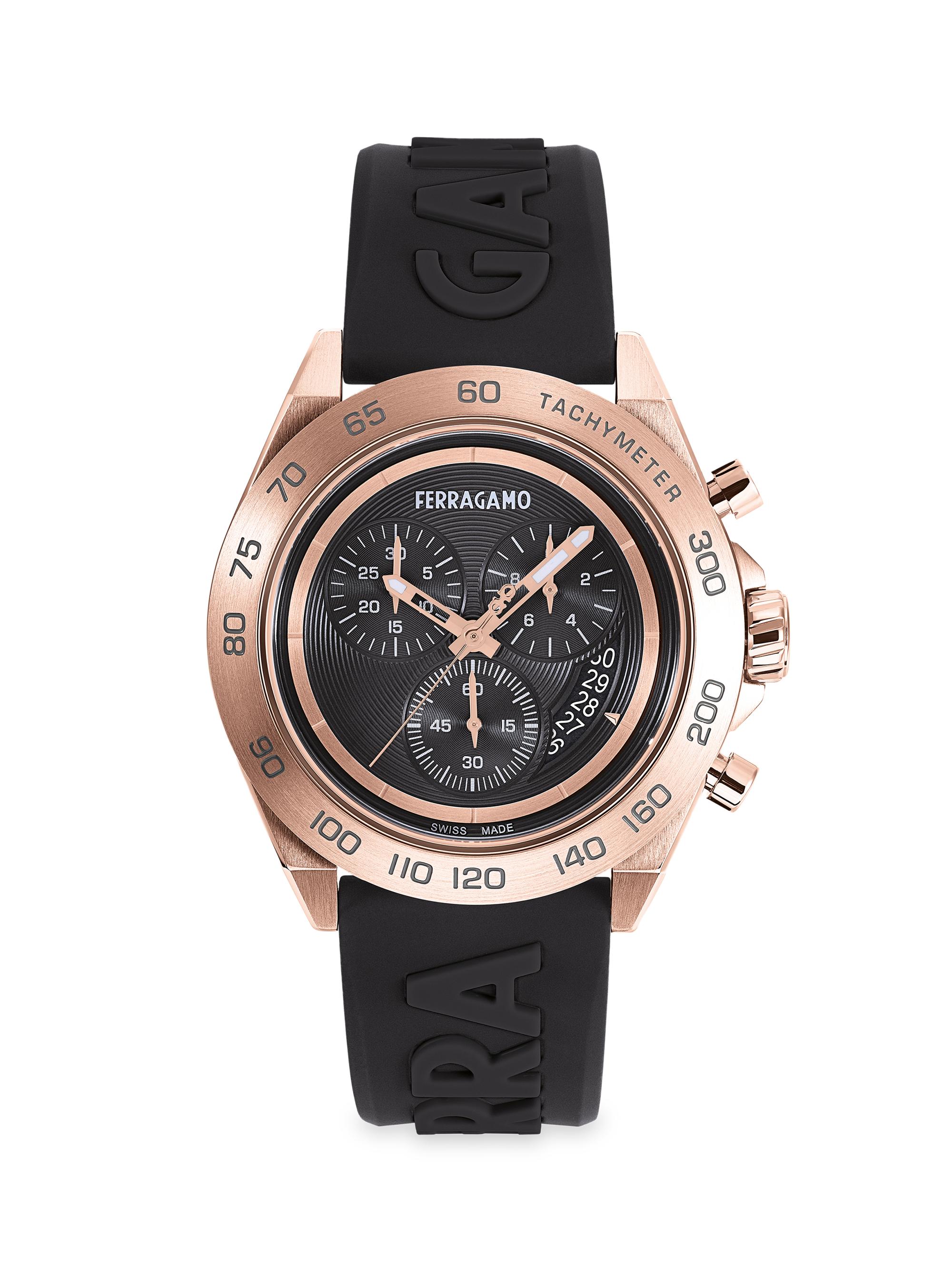 FERRAGAMO Men's  Urban Chrono Rose Goldtone Stainless Steel & Silicone Watch - Rose Gold