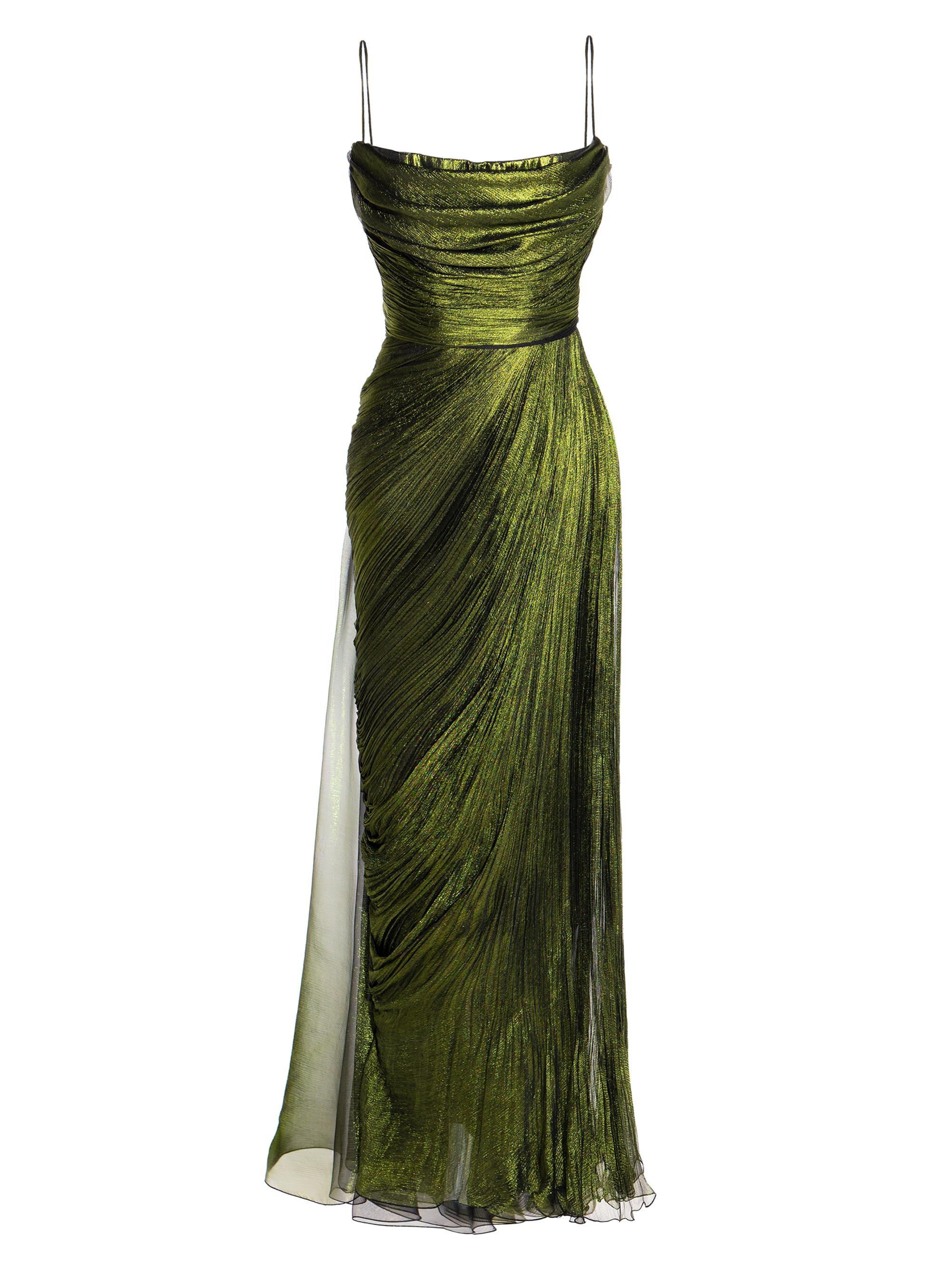 Maria Lucia Hohan Women's Regina Metallic Silk Mousseline Gown - Peridot