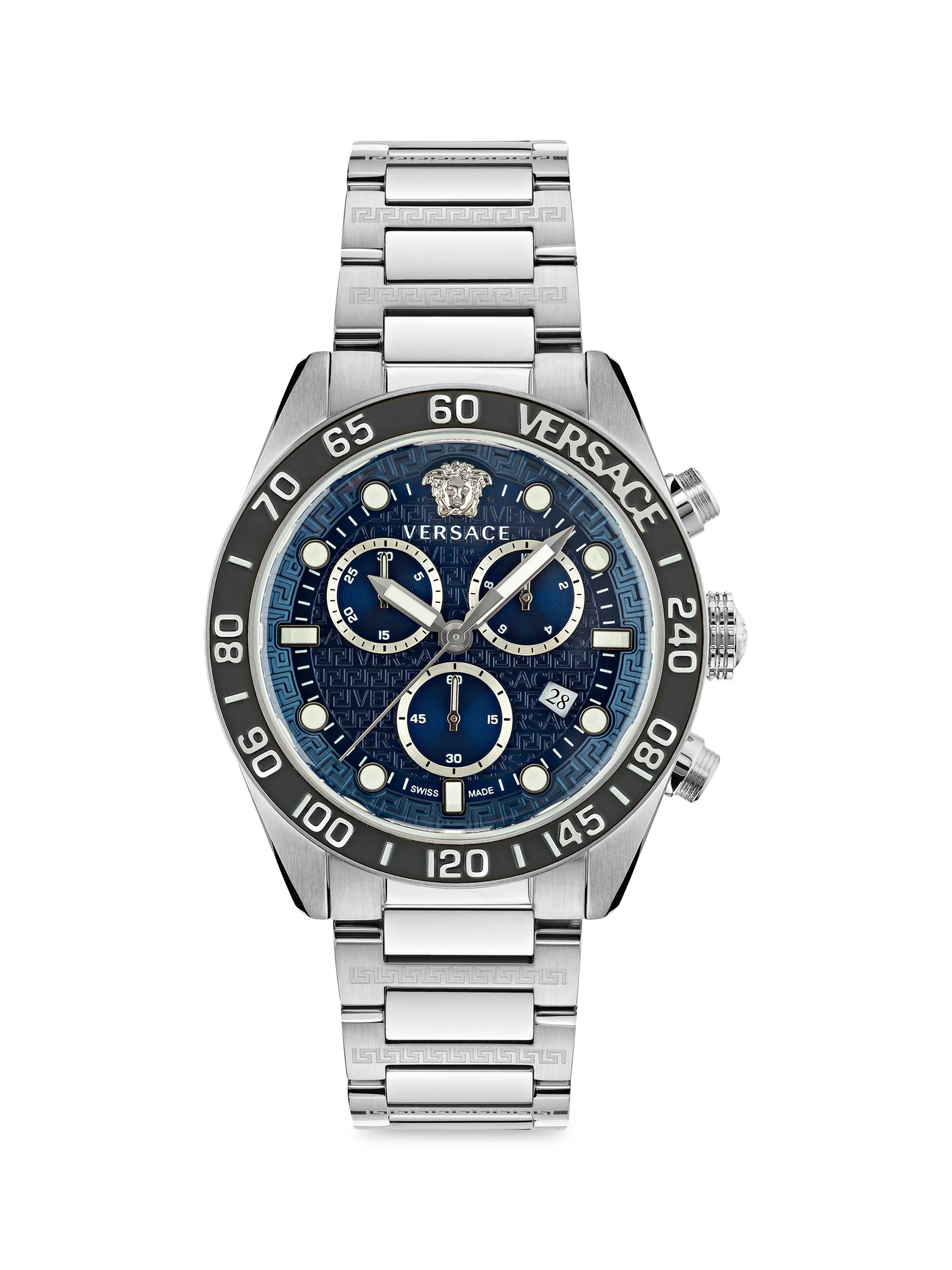 Versace Men's Greca Dome Chrono Stainless Steel Watch - Stainless Steel