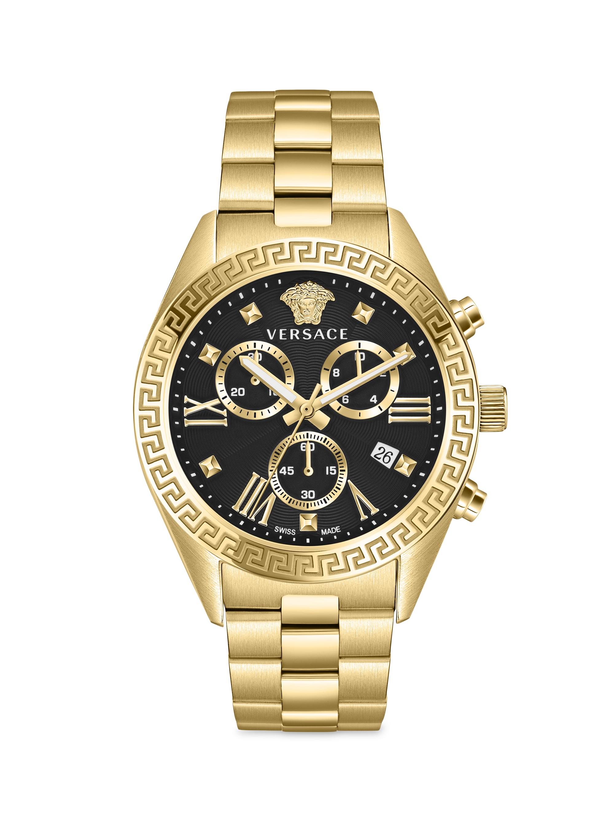 Versace Women's Greca Chrono Goldtone Stainless Steel Watch - Yellow Gold