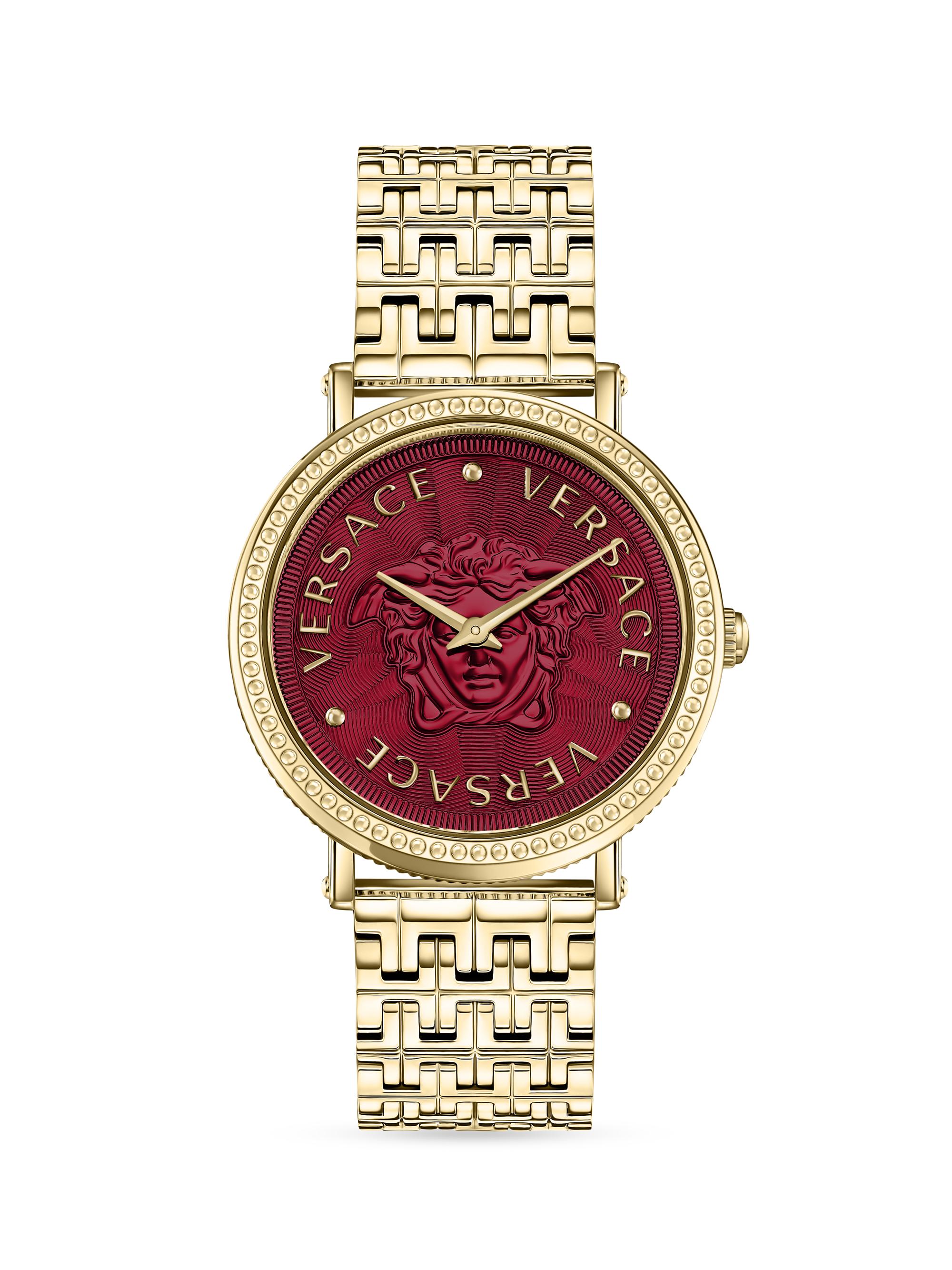 Versace Women's V-Dollar Goldtone Stainless Steel Watch - Gold Red