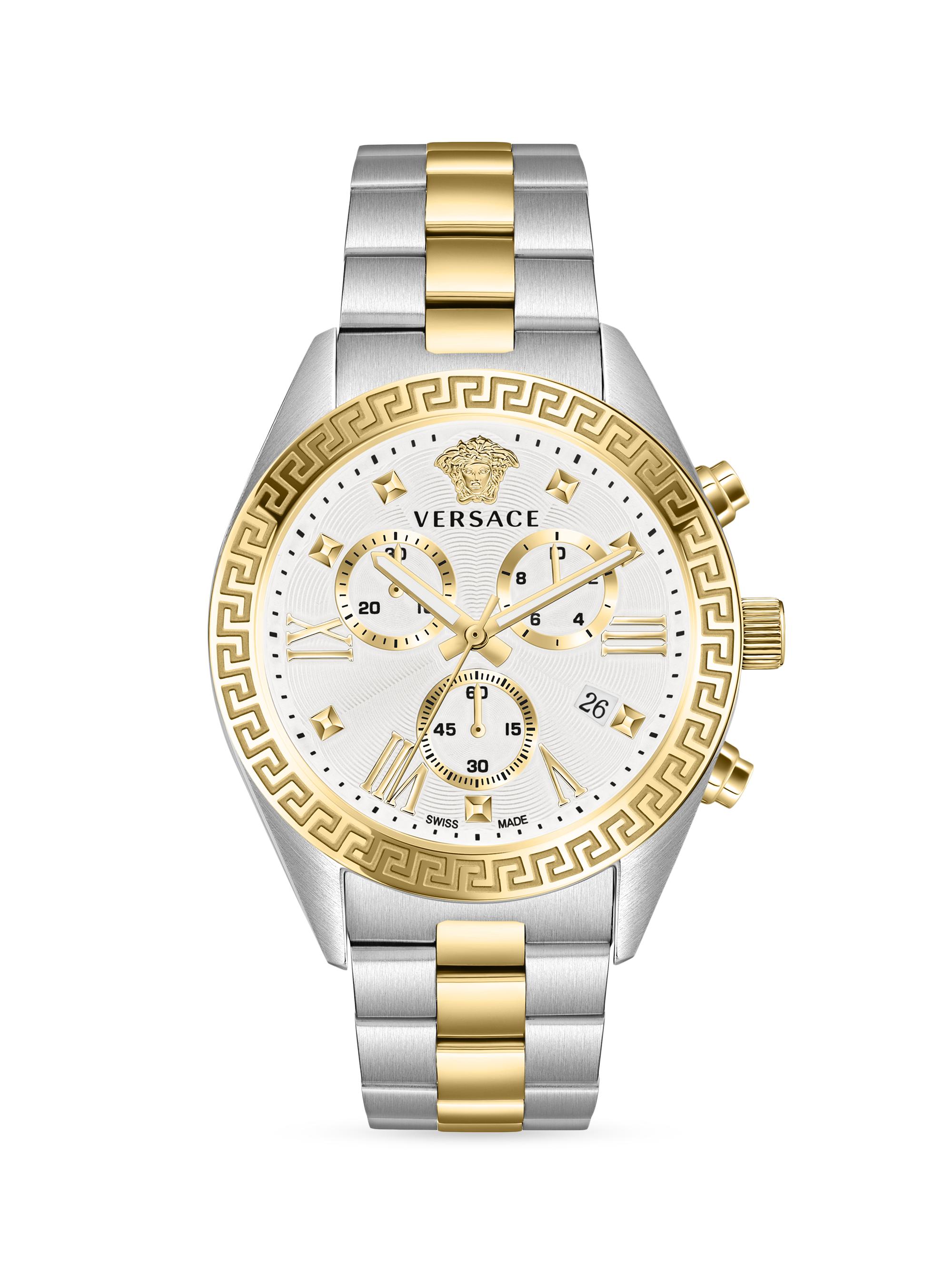 Versace Men's Unisex Greca Chrono Two-Tone Stainless Steel Watch - Two Tone