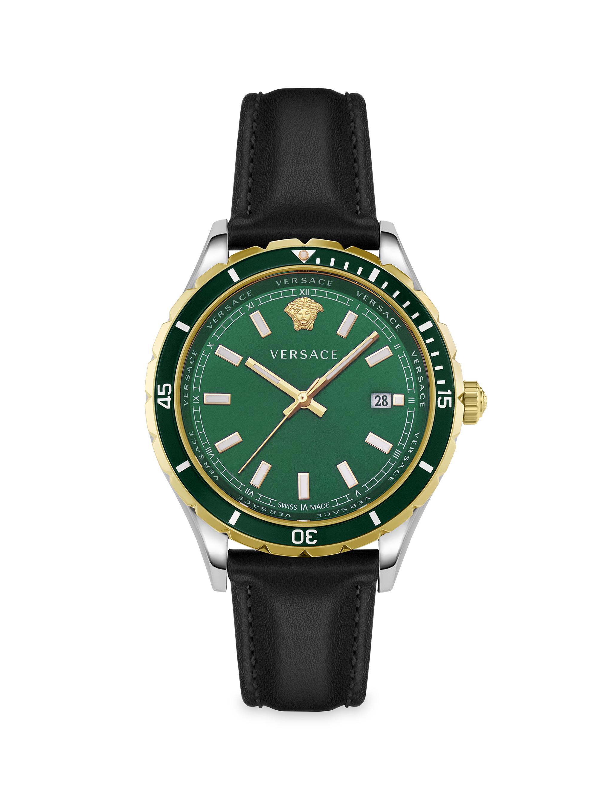 Versace Men's Hellenyium Goldtone Stainless Steel & Leather Watch - Stainless Steel