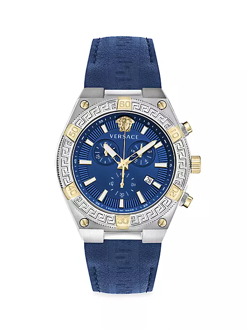 Versace - V-Sporty Greca Stainless Steel & Suede Watch