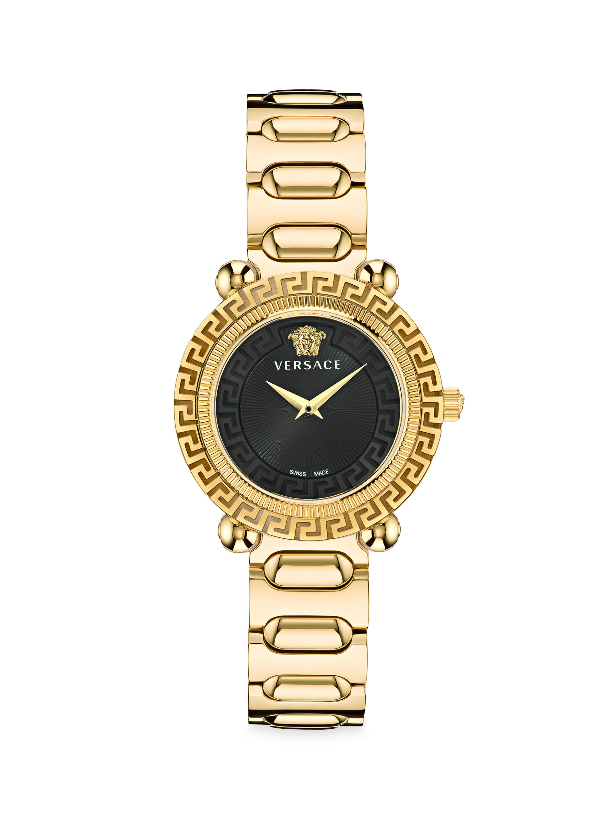 Versace Women's Greca Twist Goldtone Stainless Steel Watch - Gold Black