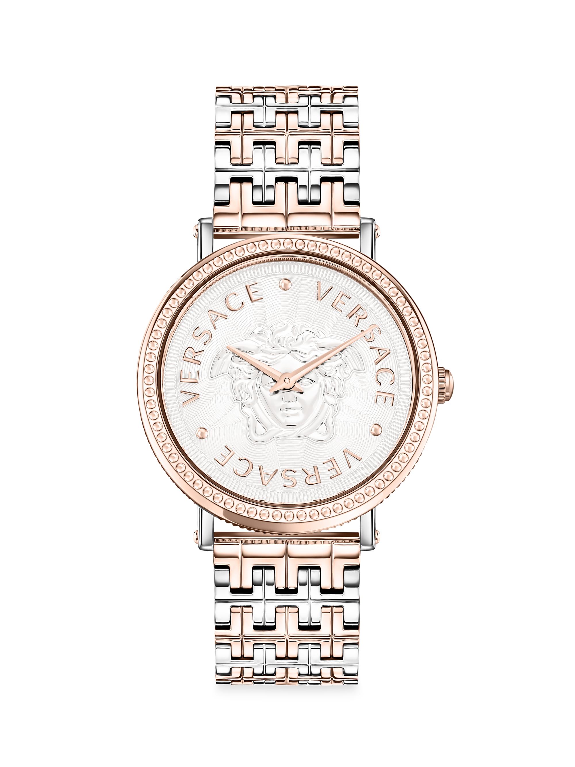 Versace Women's V-Dollar Two-Tone Stainless Steel Watch - Two Tone Rose Gold