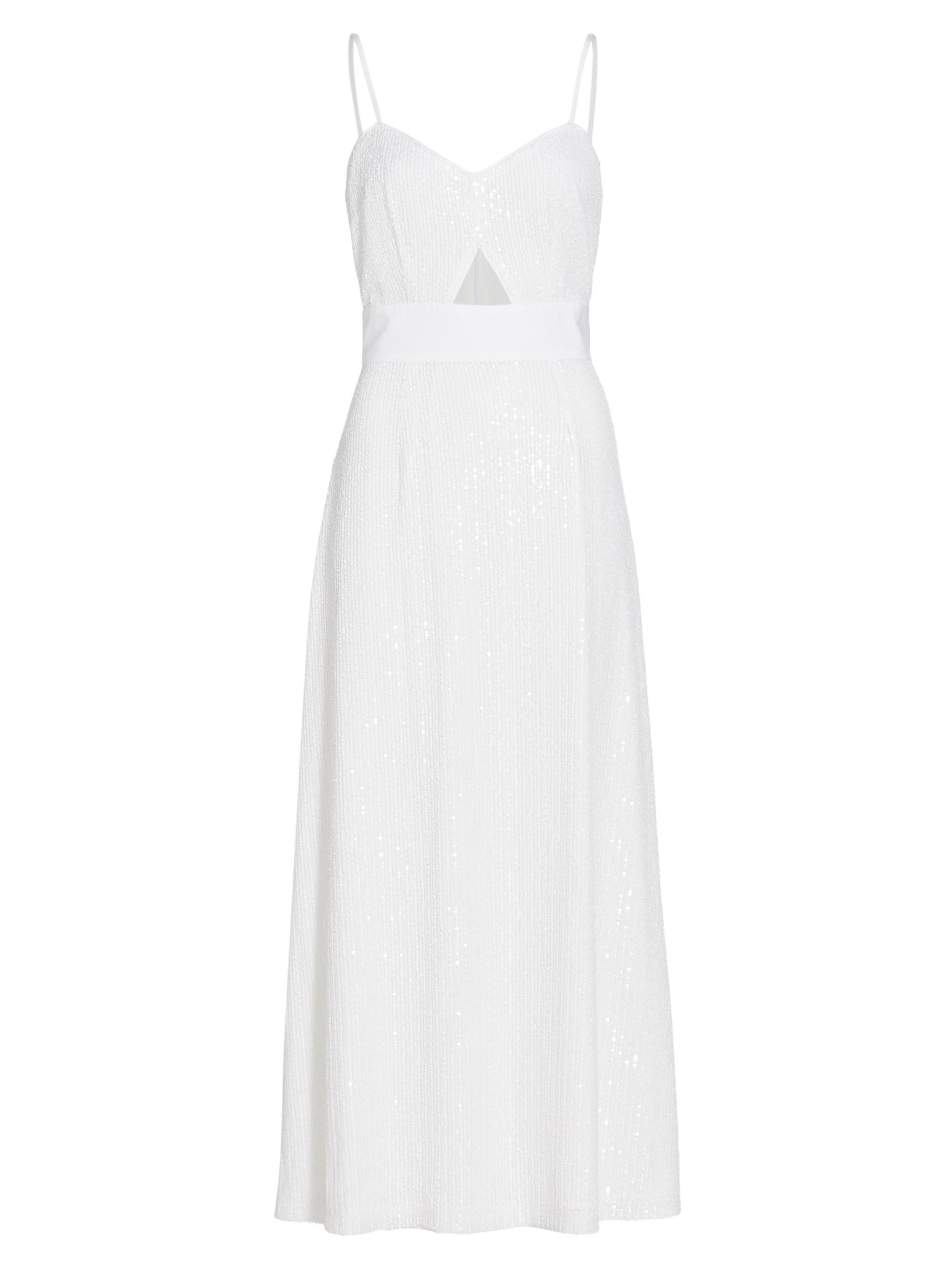 LDT Women's Sequined Cut-Out Slip Midi Dress - White