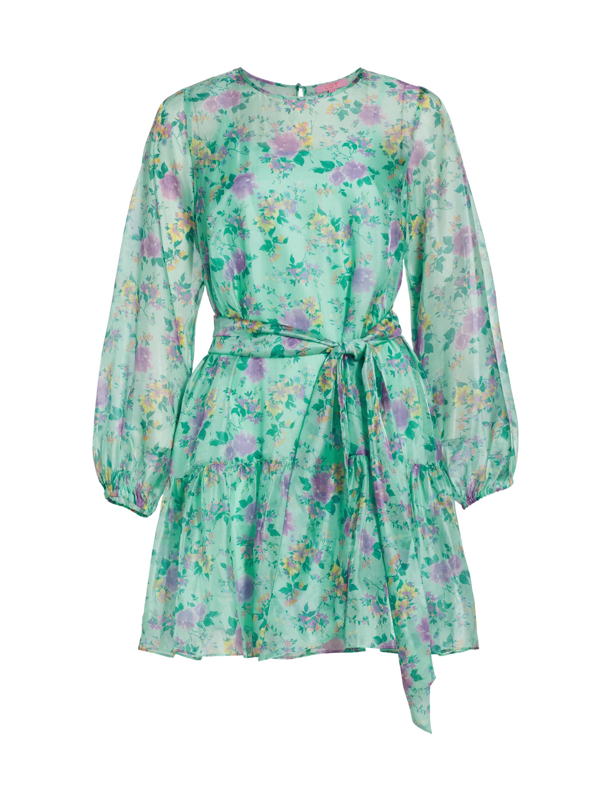 LDT Women's Floral-Printed Blouson Minidress - Scattered Bouquet